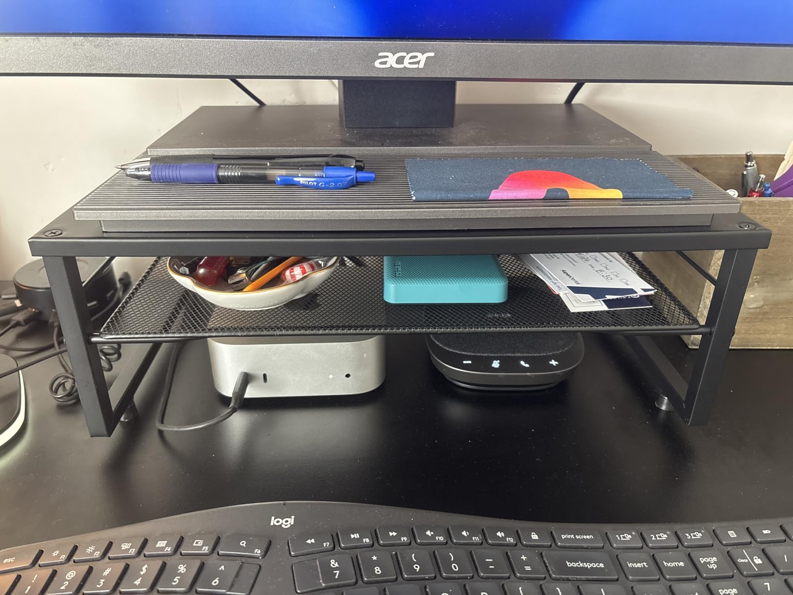 gianotter Desk Organizers and Accessories, 2-Tier Metal Monitor Stand Riser, Desk Organizer for Monitor, Office Desk Storage Organizer for Office Supplies (Black) customer photo 1