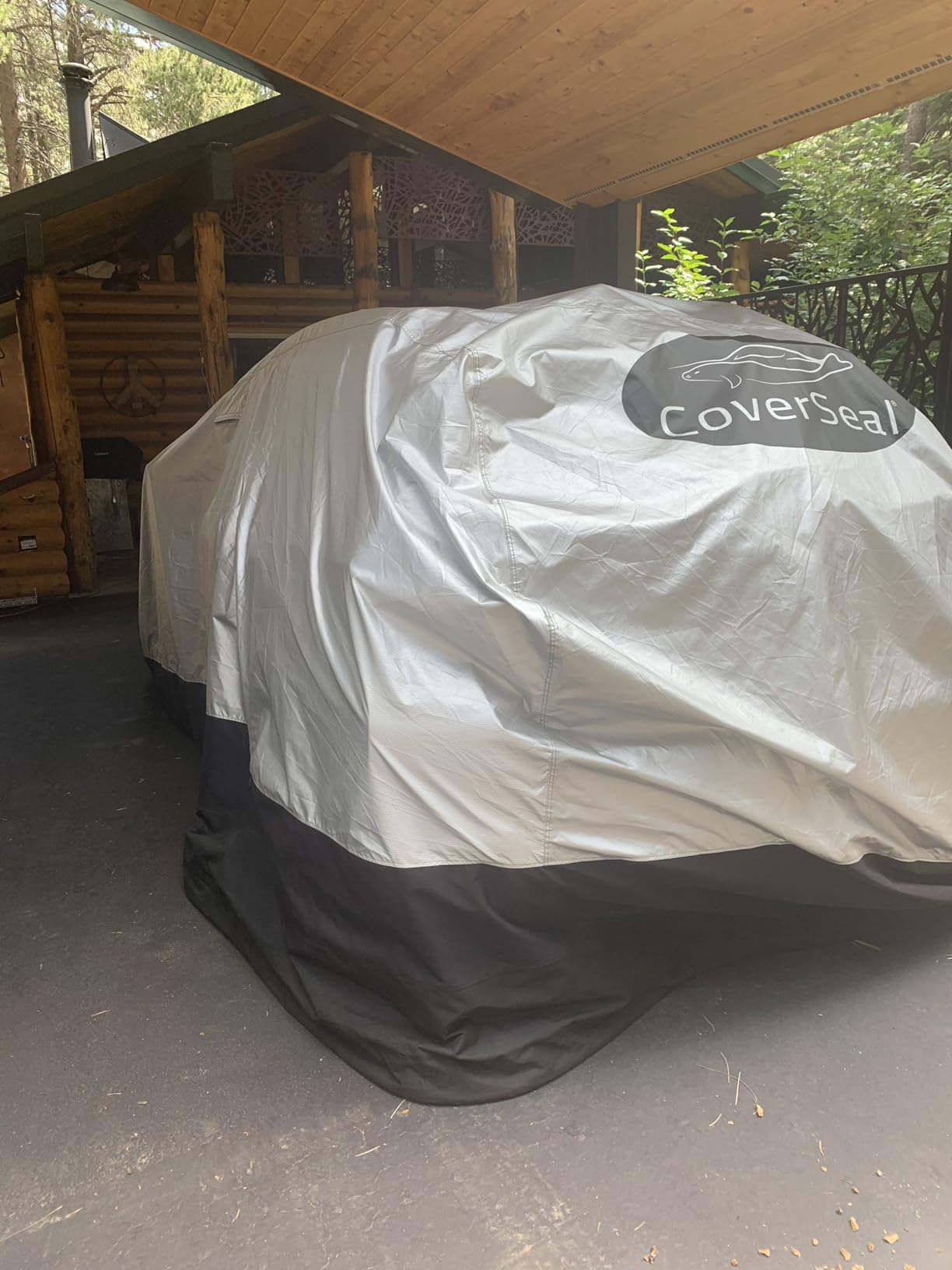 CoverSeal Heavy Duty Outdoor Car Cover with Patented Weighted Ground Conforming Apron Seal - Wind Resistant, Dust, & Water Protection for Automobiles - Large Size 215 L x 75 W x 67 H inch Max customer photo 2