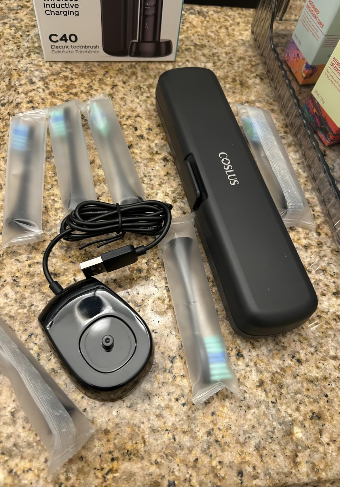 COSLUS Sonic Electric Toothbrush for Adults C40: 47000 VPM for Deep Cleaning with Travel Case - 5 Modes for Sensitive Teeth & Brace, Wireless Charging, 6 Brush Heads, Black customer photo 2