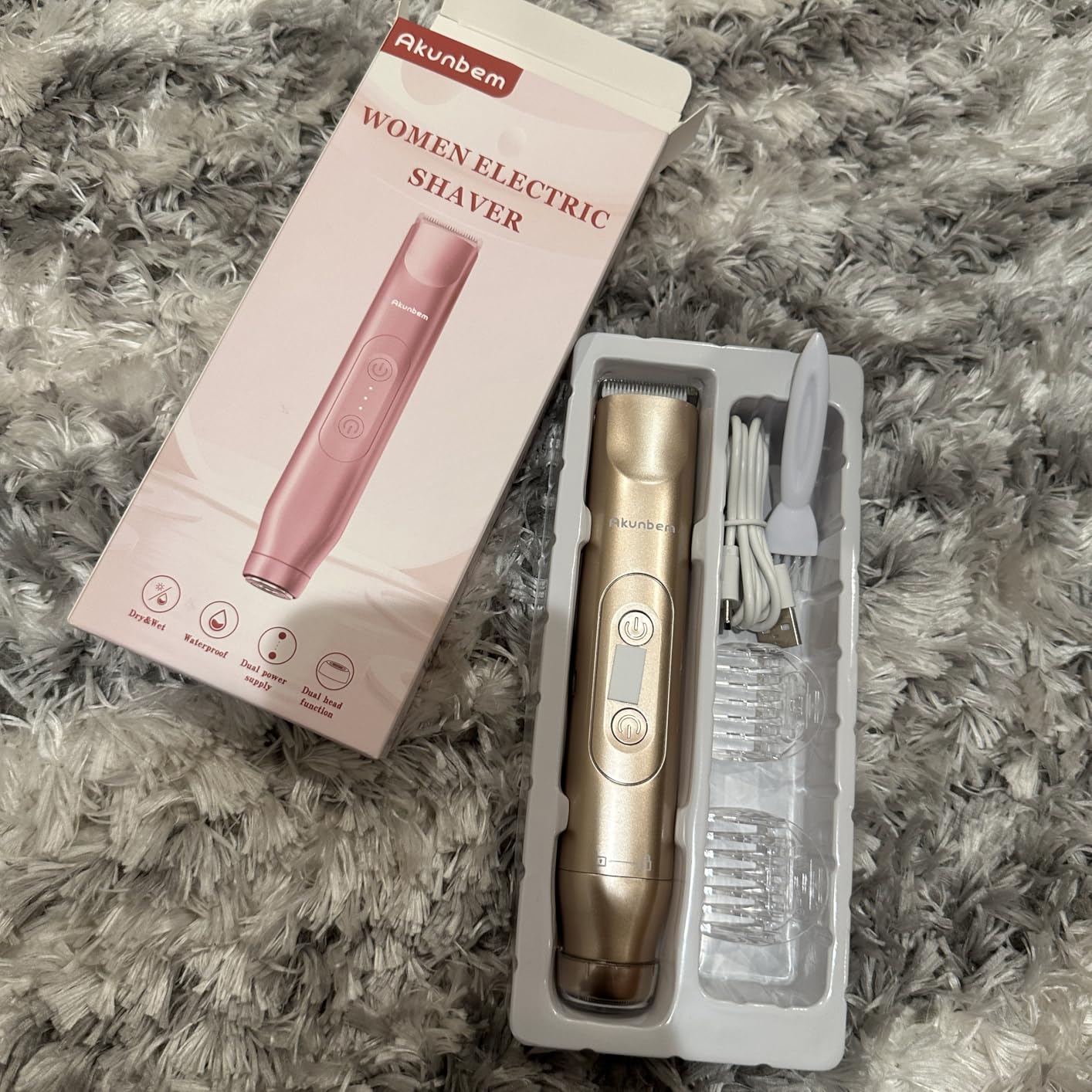 Bikini Trimmer for Women - 2 in 1 Electric Razors for Women - Dual Head Electric Shaver - IPX7 Waterproof Wet & Dry Use Body Hair Trimmer and Facial Hair Remover for Bikini Underarm Leg Arm customer photo 1