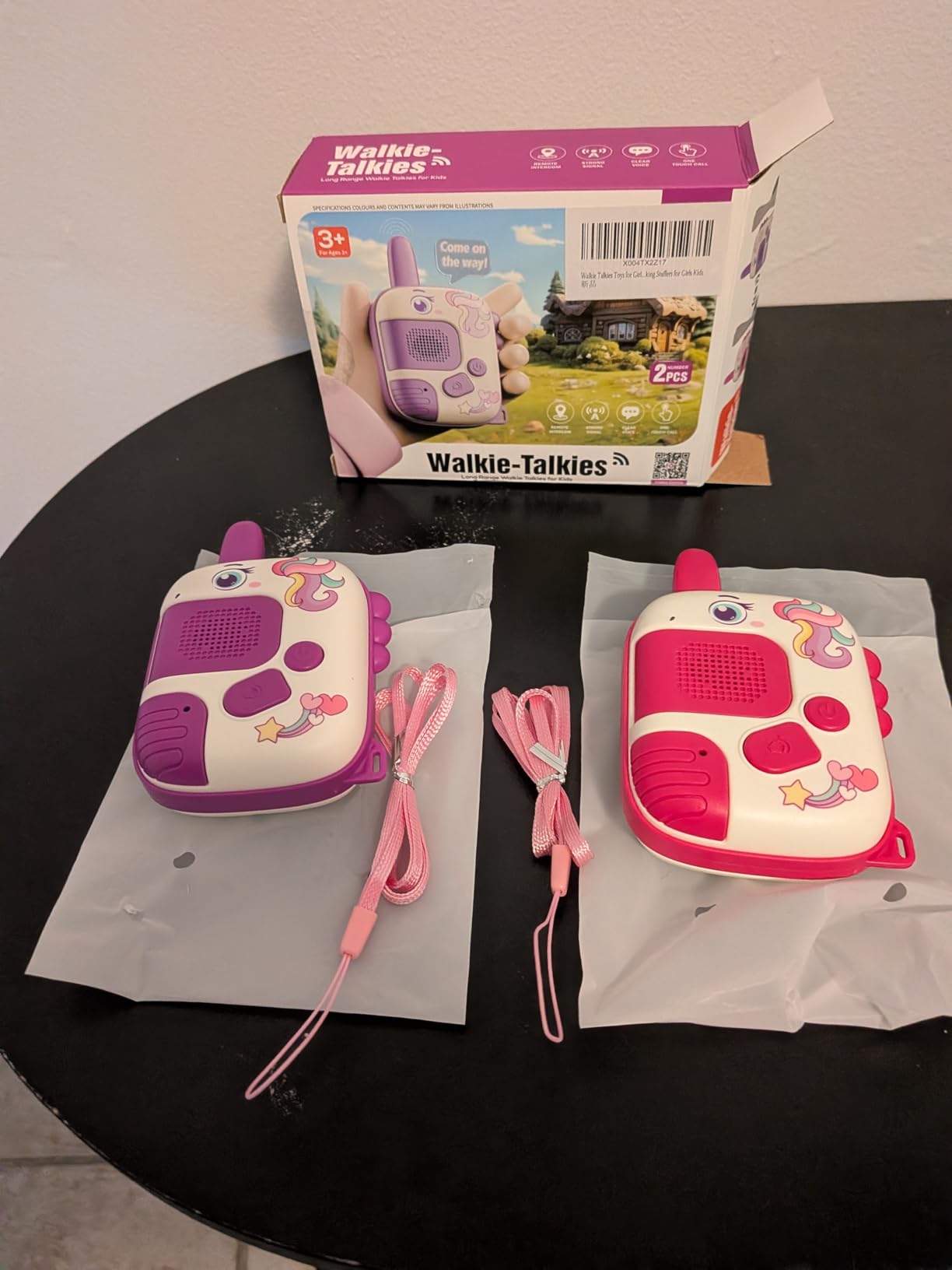 Walkie Talkies Toys for Girls:Unicorn Toys 2 Pack Birthday Gifts for 3 4 5-7 8 Year Old Girls Toy for 4 5 6 7 8-10 Year Old Camping Outdoor Games,Christmas Stocking Stuffers for Girls Kids customer photo 2