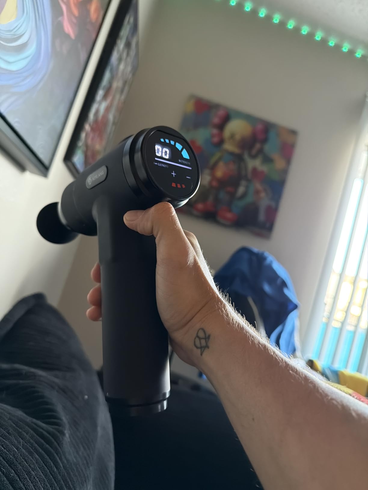 AERLANG Massage Gun with Heat Deep Tissue Back Massager Neck Massager for Pain Relief, Muscle Percussion Massage Gun, Birthday Gifts for Men Women Dad him Handheld Message Gun with 7Heads&Silent customer photo 1