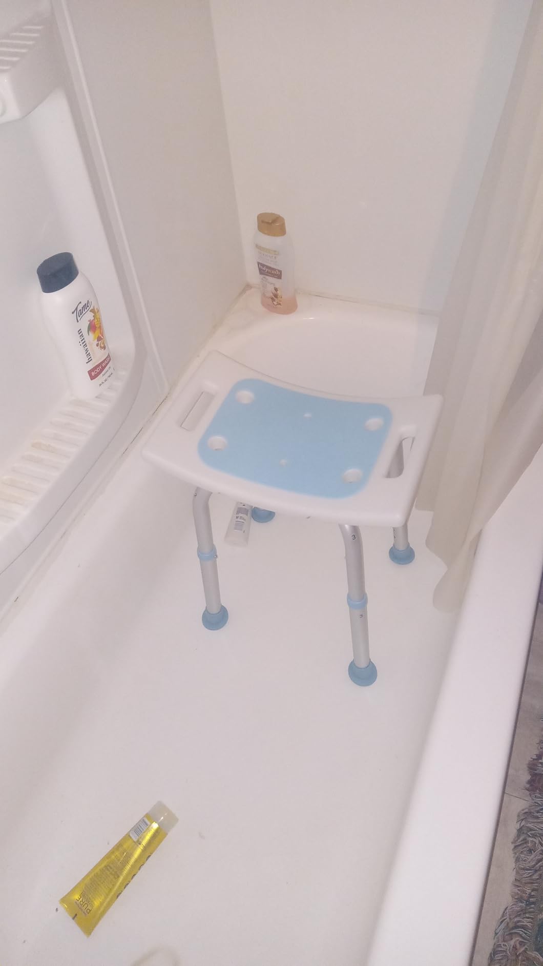 HOMLAND Shower Chair for Inside Shower, 400 lbs Adjustable Shower Stool with Suction Feet, Shower Seat for Inside Tub Bathroom Bench Bath Chair for Elderly and Disabled - Light Blue customer photo 2