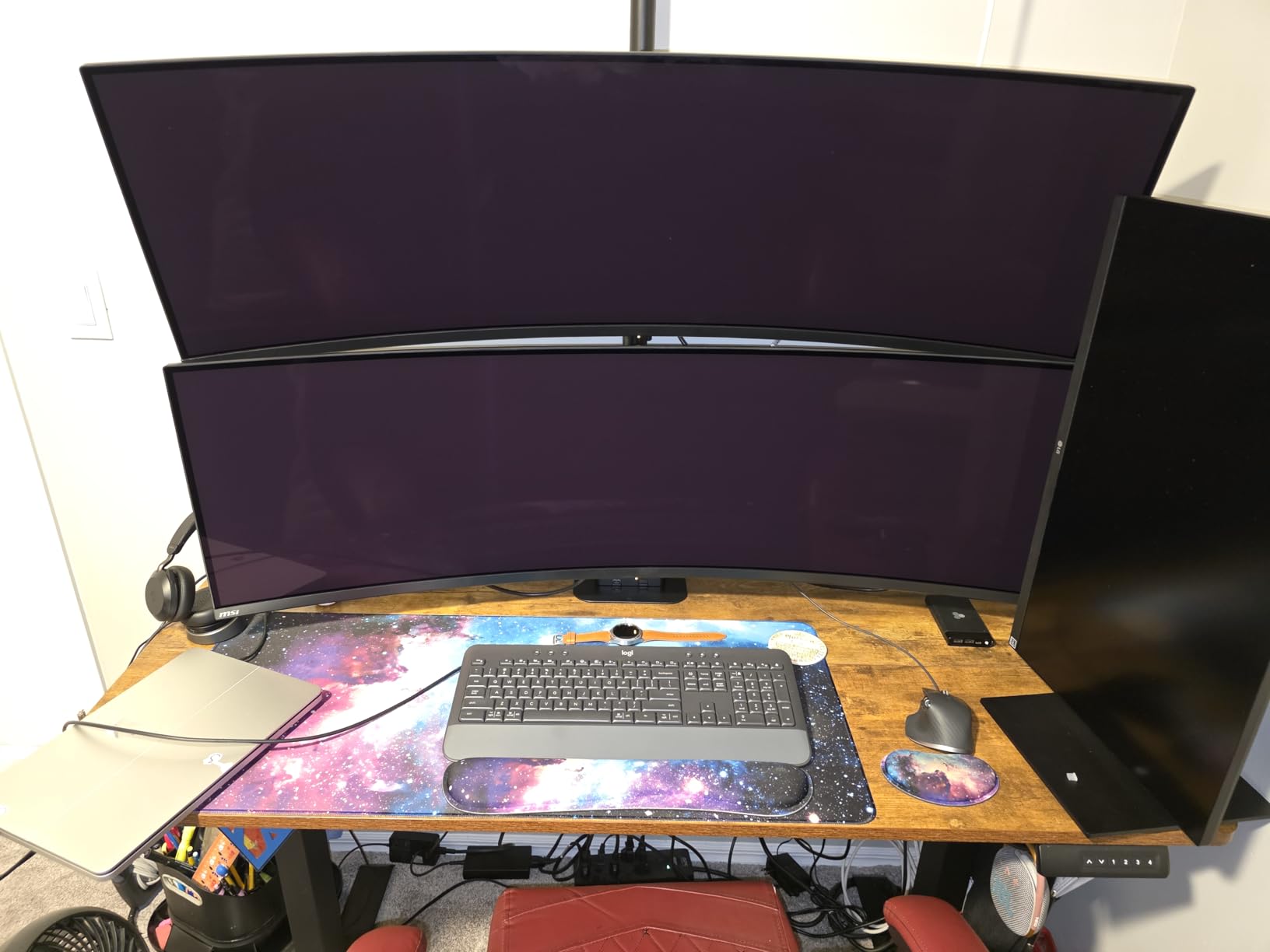 VIVO Dual Vertically Stacked Ultra-Wide Monitor Desk Mount for up to 49 inch Ultrawide Screens, Extra Tall Heavy Duty Adjustable Stand Holds 44 lbs Per Screen, Black, STAND-V202R customer photo 2