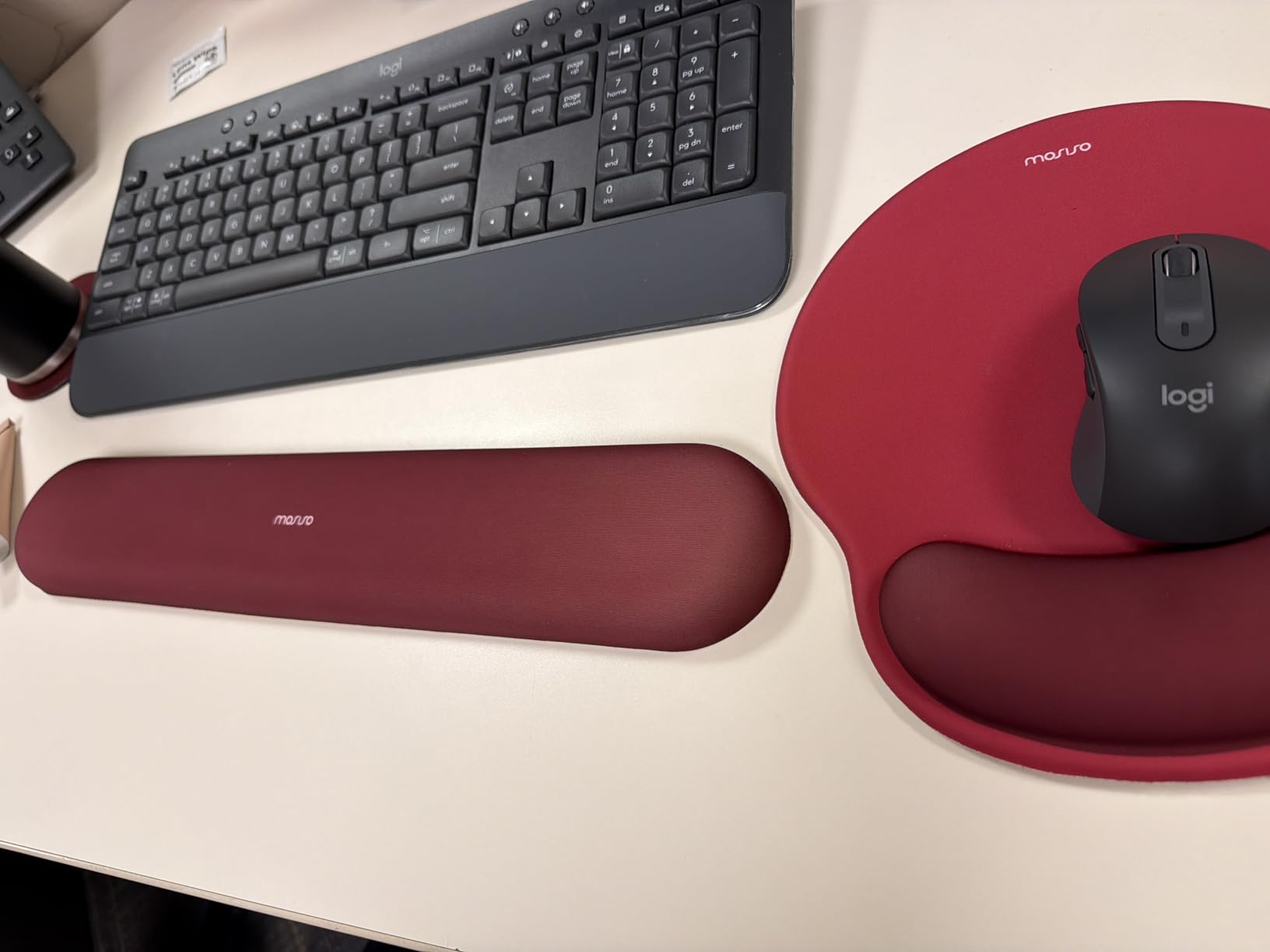 MOSISO Wrist Rest Support for Mouse Pad&Keyboard Set, Circle Curved Ergonomic Mousepad&Coaster Non-Slip Base Home/Office Pain Relief&Easy Typing Pad with Soft Cloth&Silicone Lining, Antique Green customer photo 1