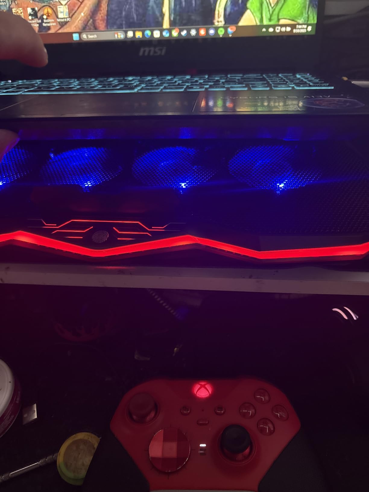 AICHESON Gaming Laptop Cooling Pad with 8 Fans, RGB Computer Stand for 15.6-17.3 Inch Notebook with 7 Height Slots, 2 USB Ports, AA3 customer photo 2