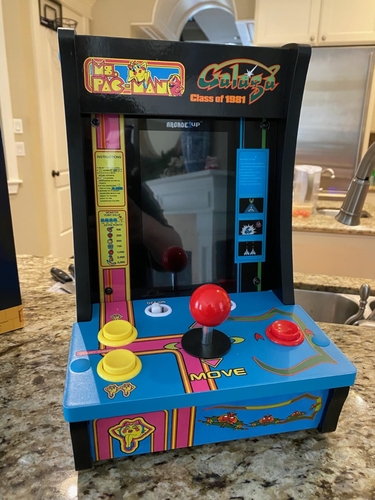 Arcade1Up Class of '81 Ms. PAC-Man/Galaga Countercade - 3 Classic Games, Retro Game Console for Home, Portable Console with 7-inch Screen customer photo 1
