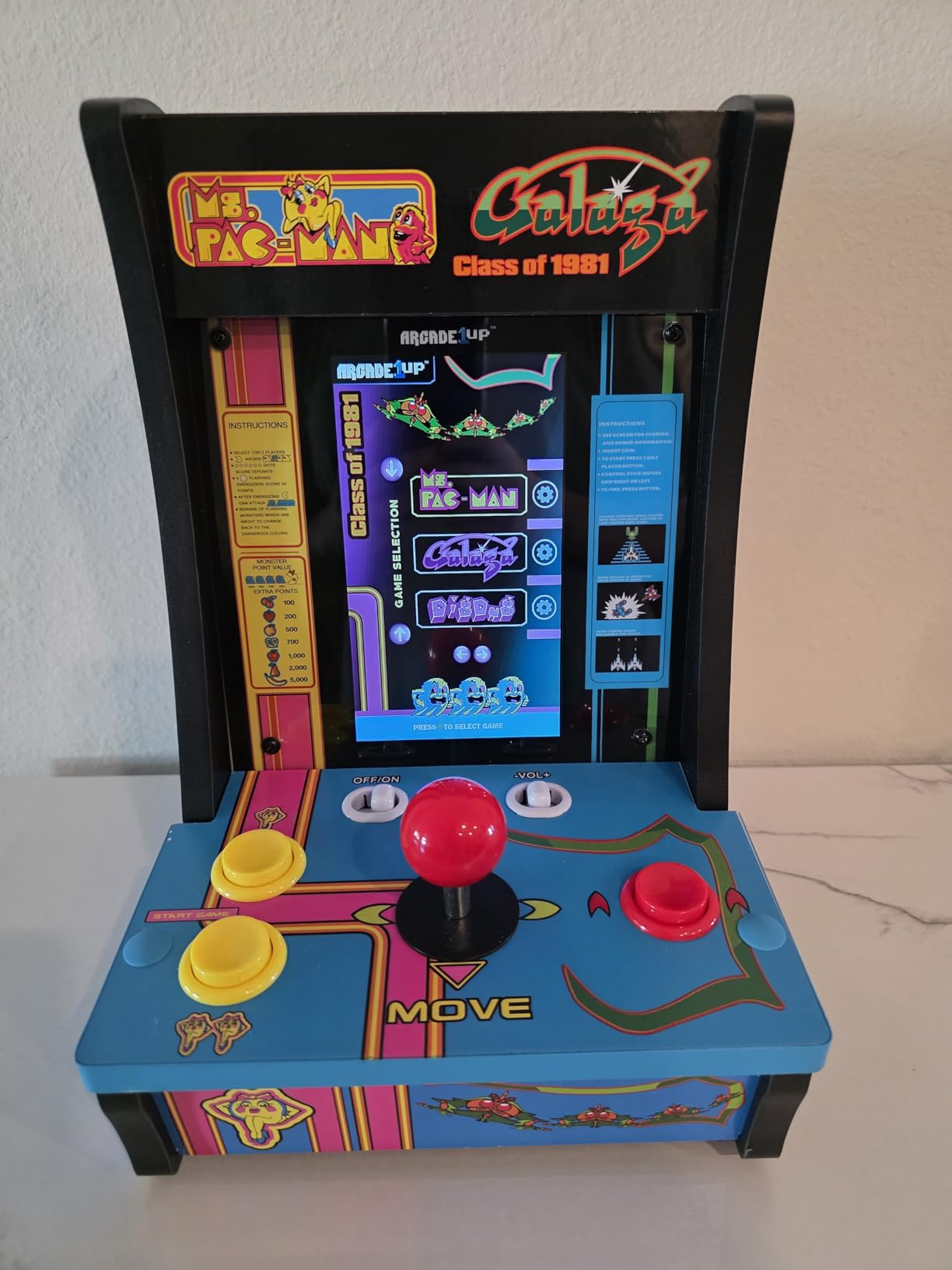 Arcade1Up Class of '81 Ms. PAC-Man/Galaga Countercade - 3 Classic Games, Retro Game Console for Home, Portable Console with 7-inch Screen customer photo 2
