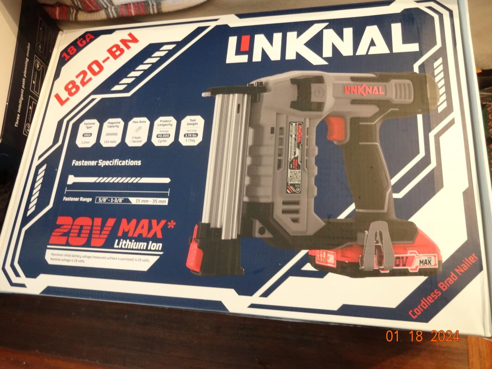 Electric Nail Gun, 23 Gauge Cordless Pin Nailer, 3/8