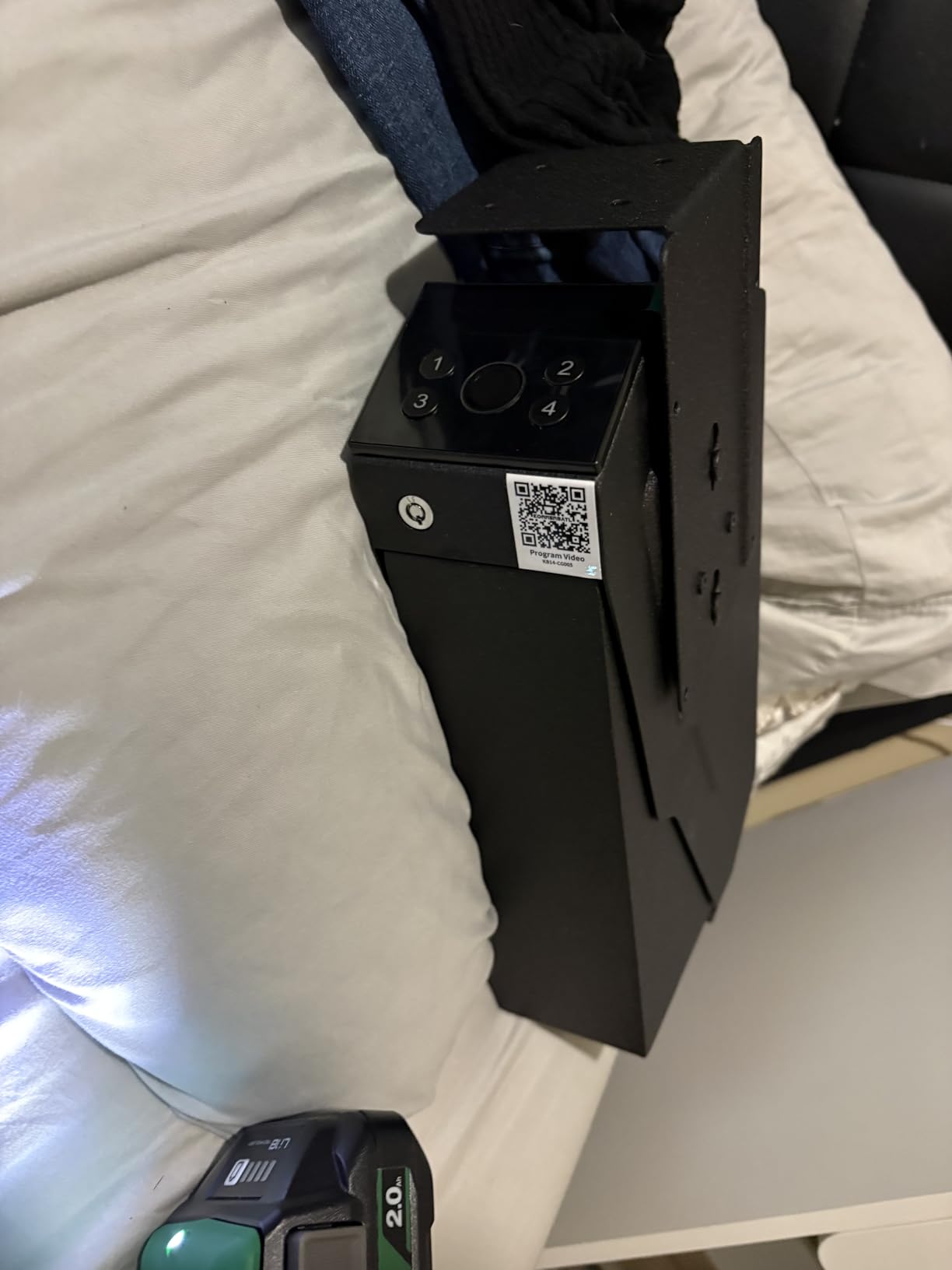 Quick Access Biometric Bedside Gun Safe for handgun, 2 in 1 Mounted Drop Down Nightstand Pistol Safe with Fingerprint & Passcode & Key 3 Ways customer photo 1