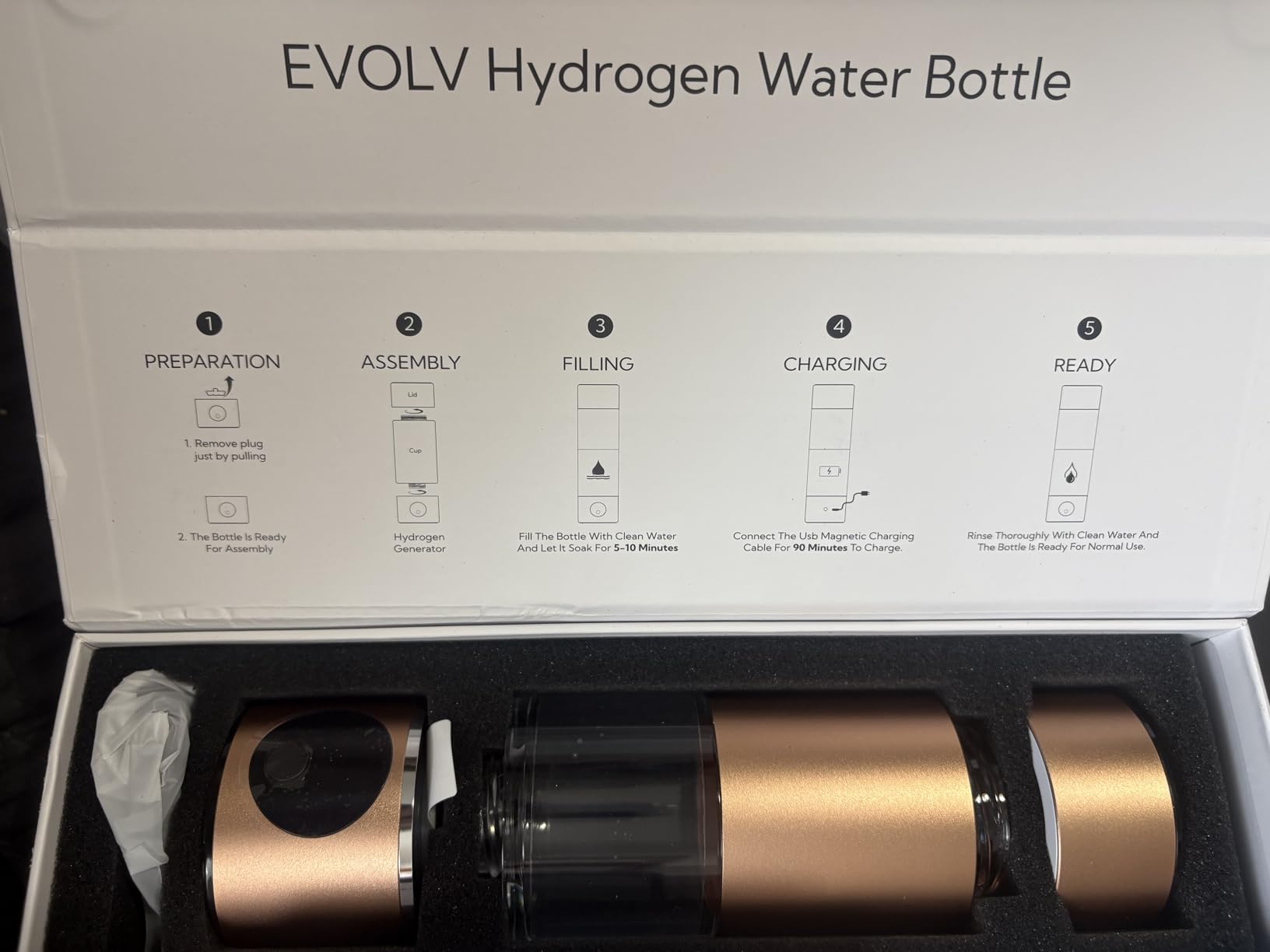 EVOLV Hydrogen Water Bottle Generator - SPE & PEM Water Ionizer 5PPM, Highest Concentrated Dose - 8oz Hydrogenated Water Bottle for Improved Energy & Inflammation Support - Convenient & Easy to Use customer photo 2