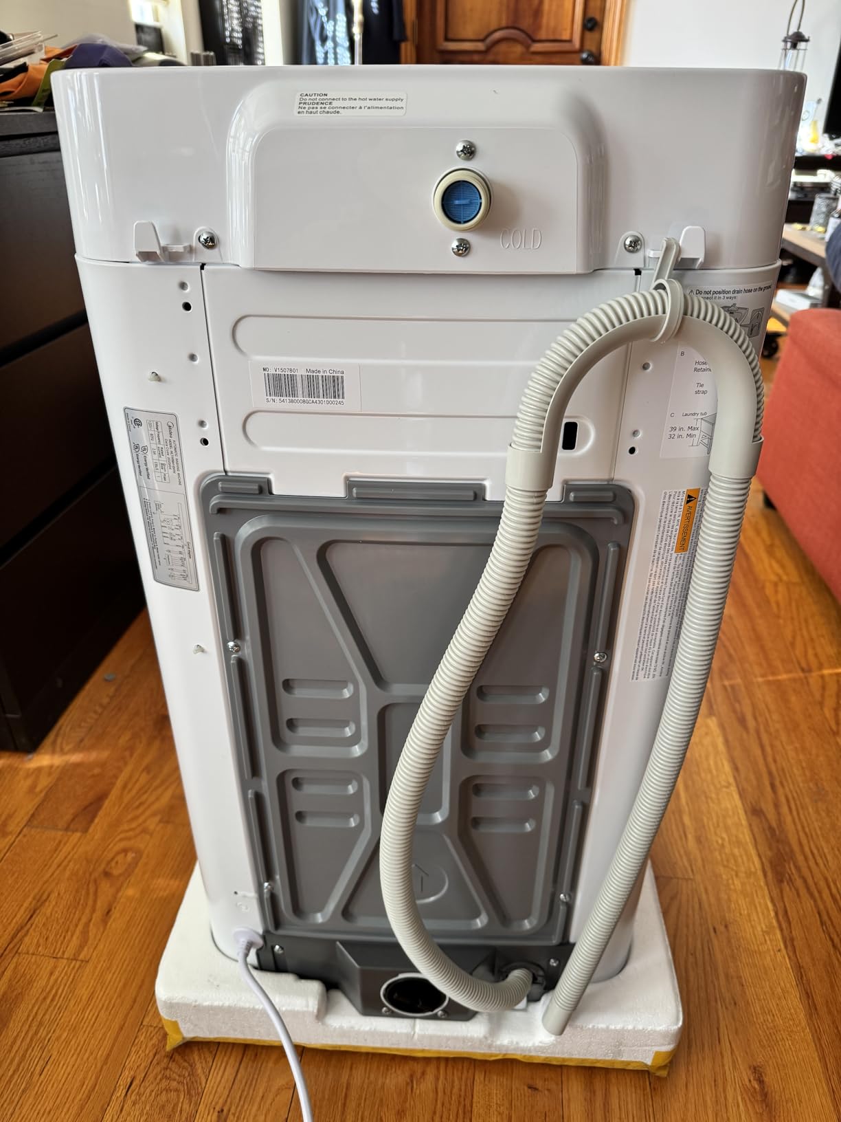 Midea Portable Washing Machine, 0.9 cu. ft with 6 Cycles, Drum Clean, Quick, Stainless Steel Tub, Transparent Lid, LED Display Washing Machine, White customer photo 2