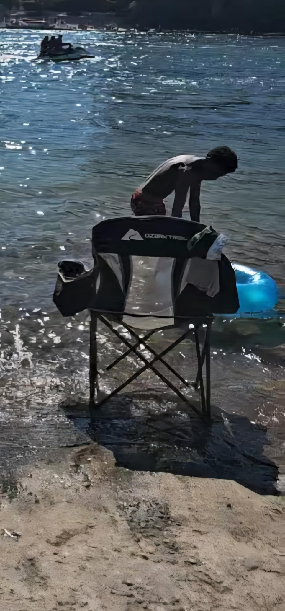 Romswi Oversized Camping Chairs,Heavy Duty Support 500 LBS,Padded Back & Arm Sport Chairs, Cup Holder Cooler Bag, Collapsible Folding Chairs for Outdoor, Fishing & Garden, Black,2-Pack customer photo 2