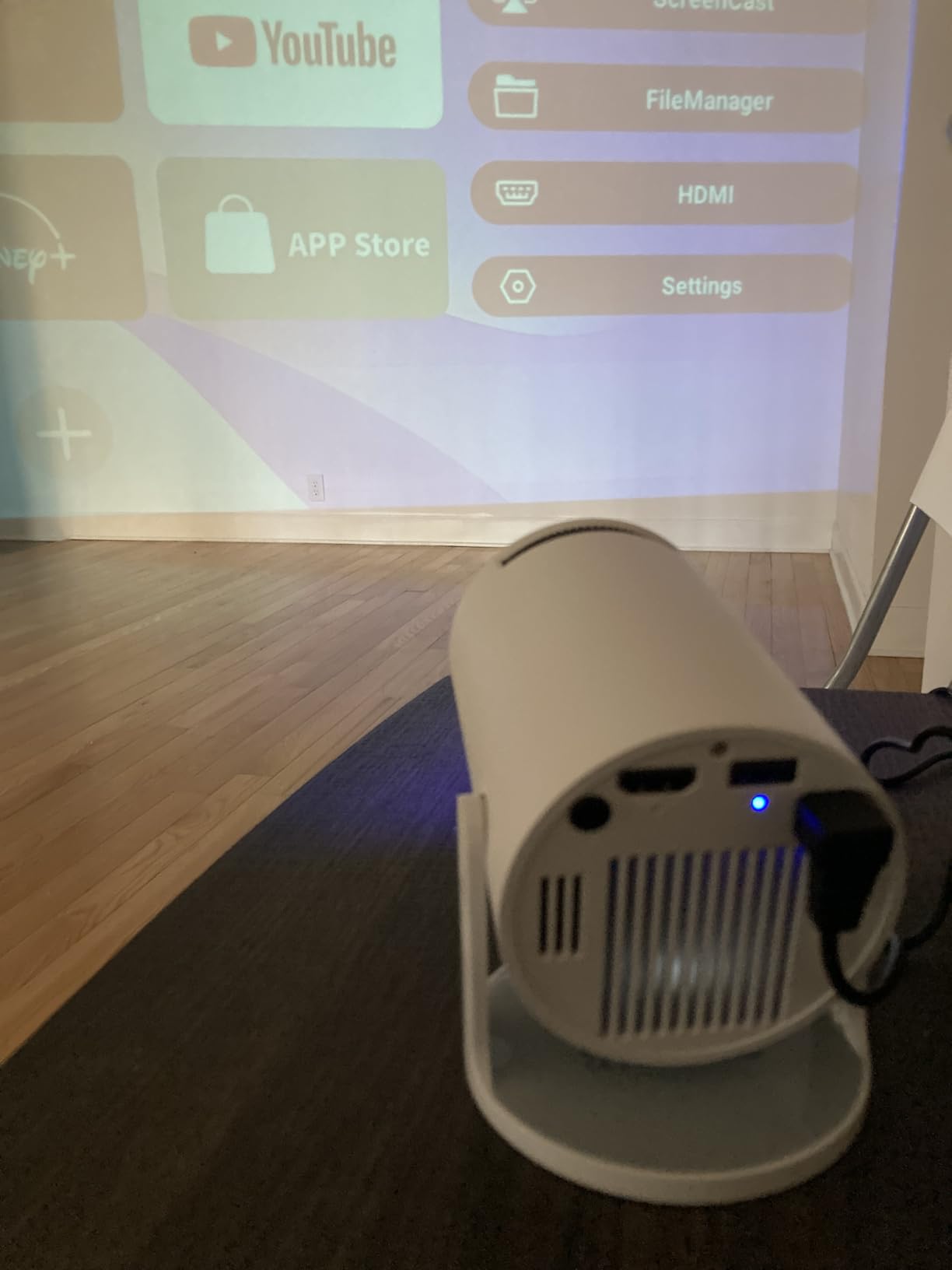 Mini Portable Projector 4K WiFi 6 BT 5.2 Upgraded Portable Projector Full HD Supported for Phone /PC /TV /HDMI /PS5 /Laptop Auto Keystone Home Theater 180° Rotation [Built-in App] White customer photo 2