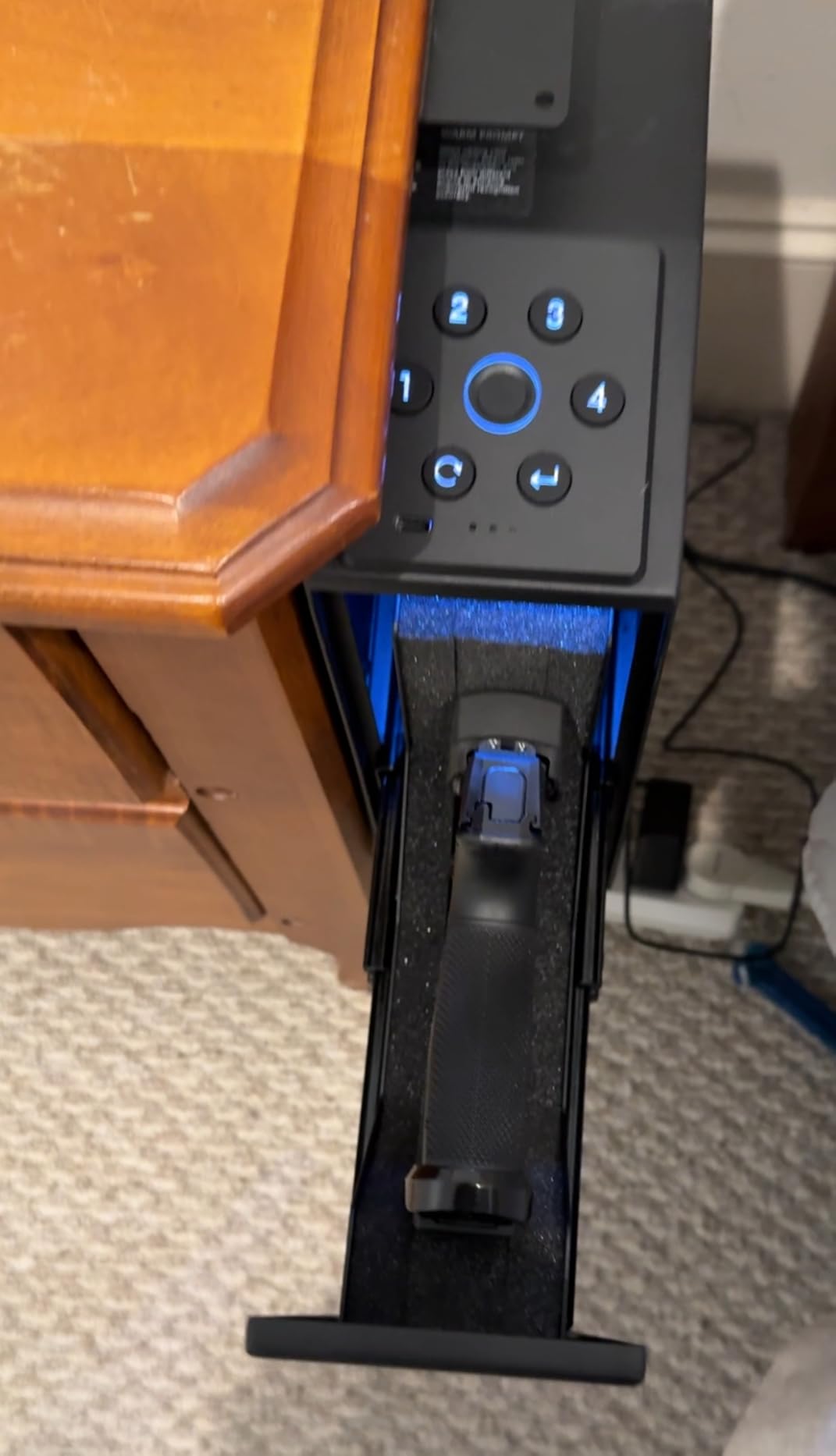 Biometric Gun Safe for Handgun with Interior Light, Slider Bedside Pistol Safe with Quick Fingerprint/PIN Code/Key Access, Nightstand Handgun Lock Case, Mountable Lock Box for Desk, Truck customer photo 1
