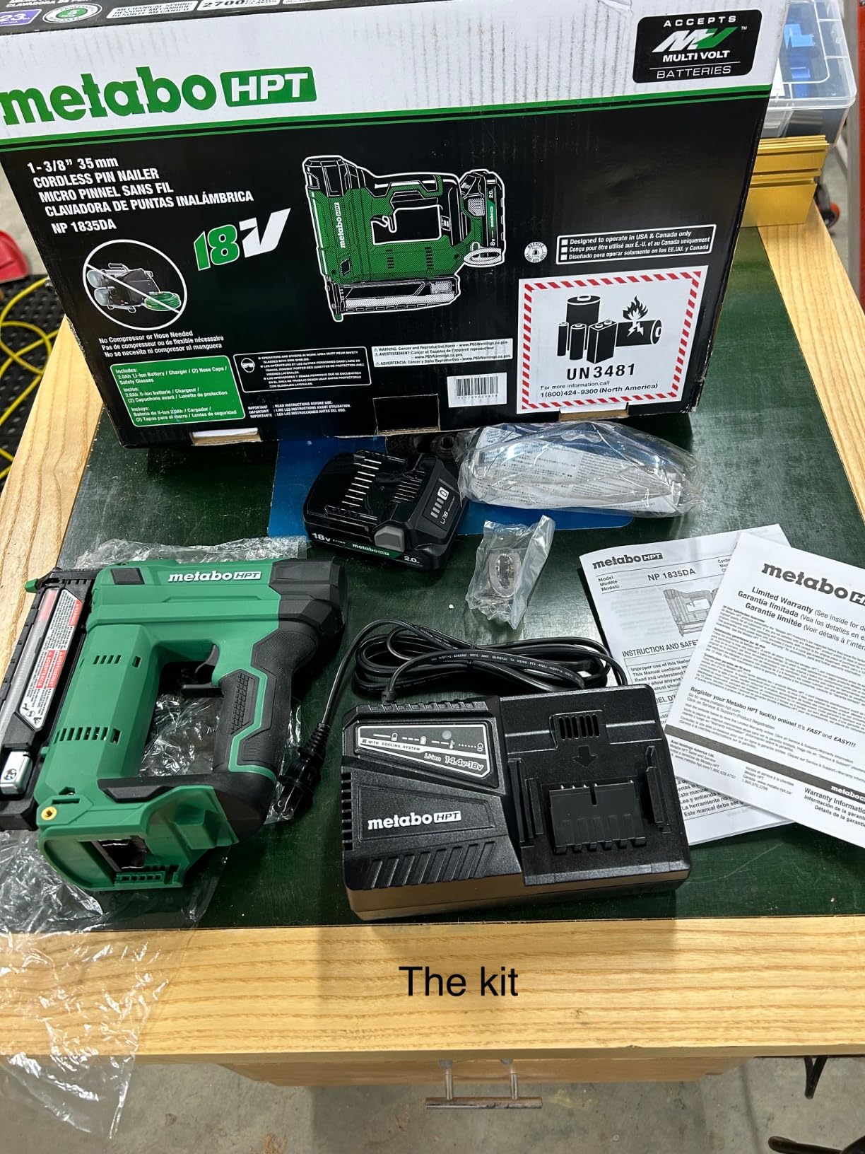 Metabo HPT 18V MultiVolt Cordless Compact Pin Nailer Kit, 23 Gauge Nailer with Power Tool 2.0Ah Lithium Ion Battery, Drives 5/8