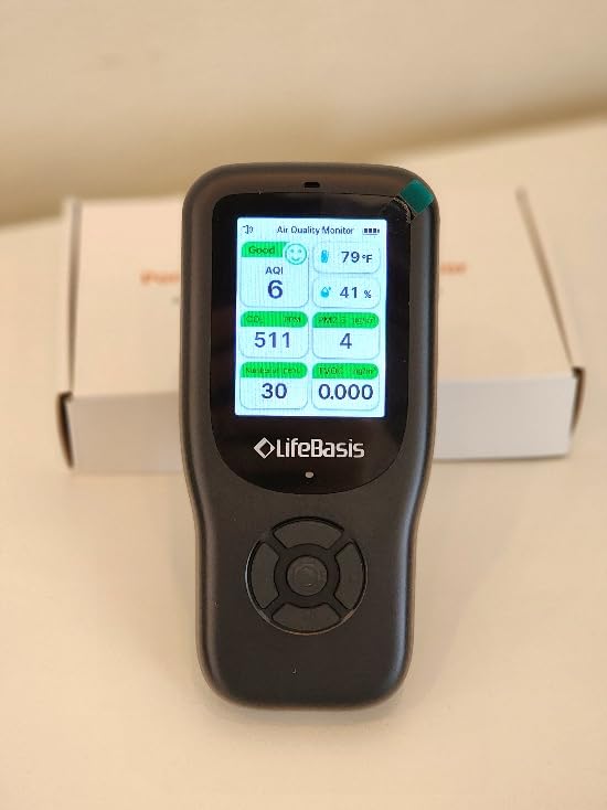 LifeBasis Air Quality Monitor Indoor, 11-in-1 Air Quality Detector with Stand, Real-Time Air Meter Test AQI, PM1.0, PM2.5, PM10, CO2, TVOC, HCHO, Particles, Temperature and Humidity customer photo 1