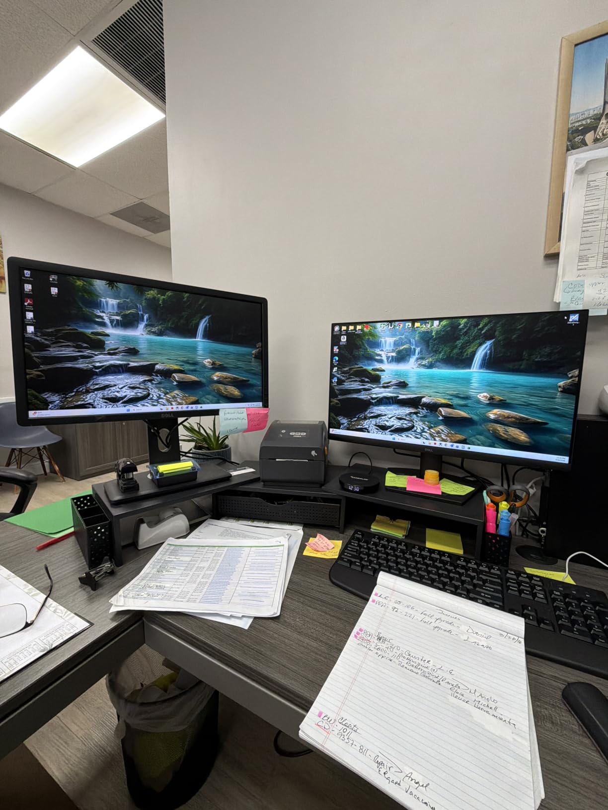 gianotter Dual Monitor Stand Riser, Desk Organizer With Drawer and 2 Pen Holders, Computer Monitor Stand, Shelf for Top of Desk, Black customer photo 1