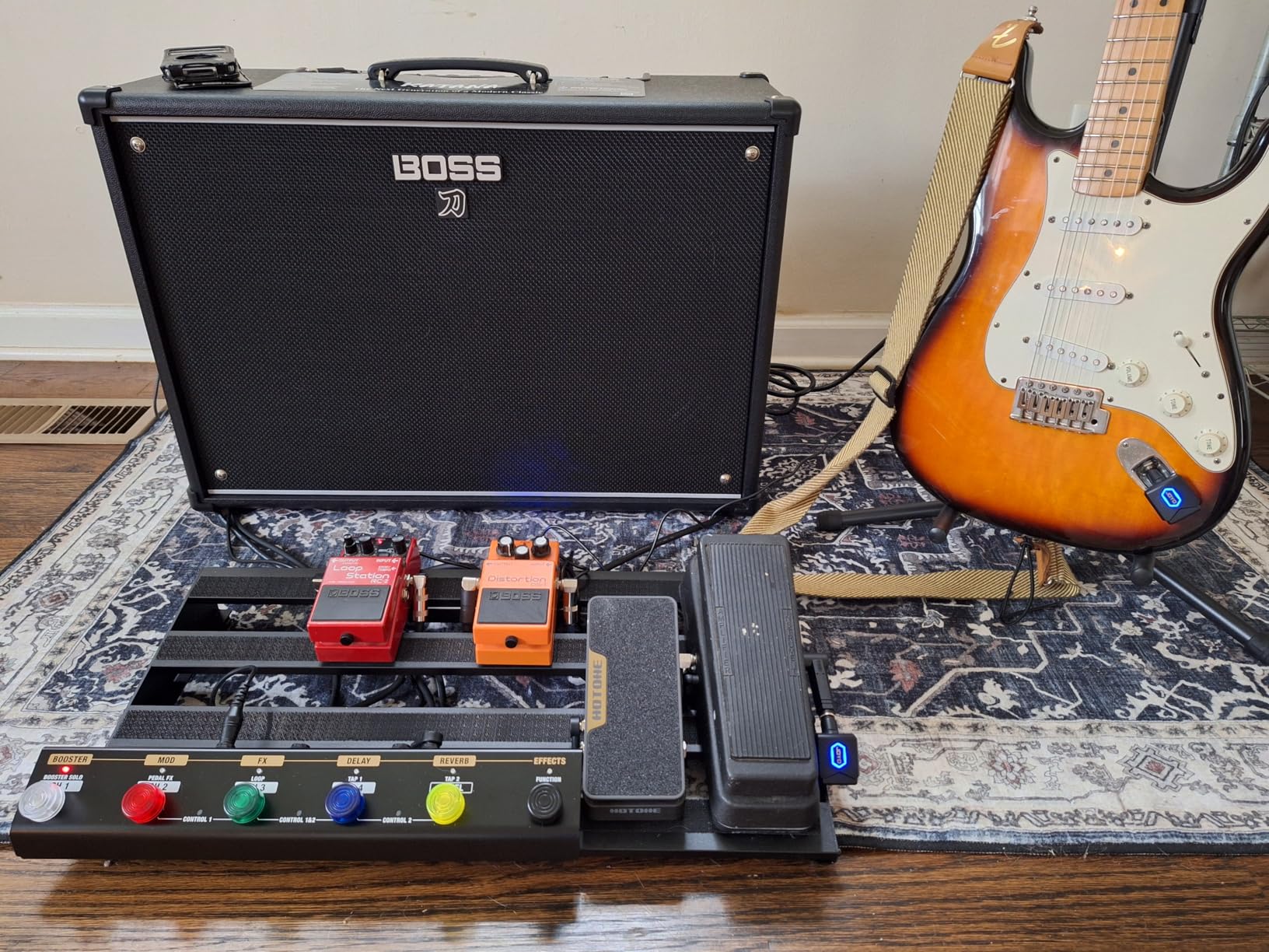 STRICH Guitar Pedal Board with Built-in Power Supply, Pedal Board 15 x 11 Inch 2.17LB Lightweight Aluminum Alloy, PedalBoard with Pedal Cables, Bag, Hook Loop Strips PB-S15 customer photo 1