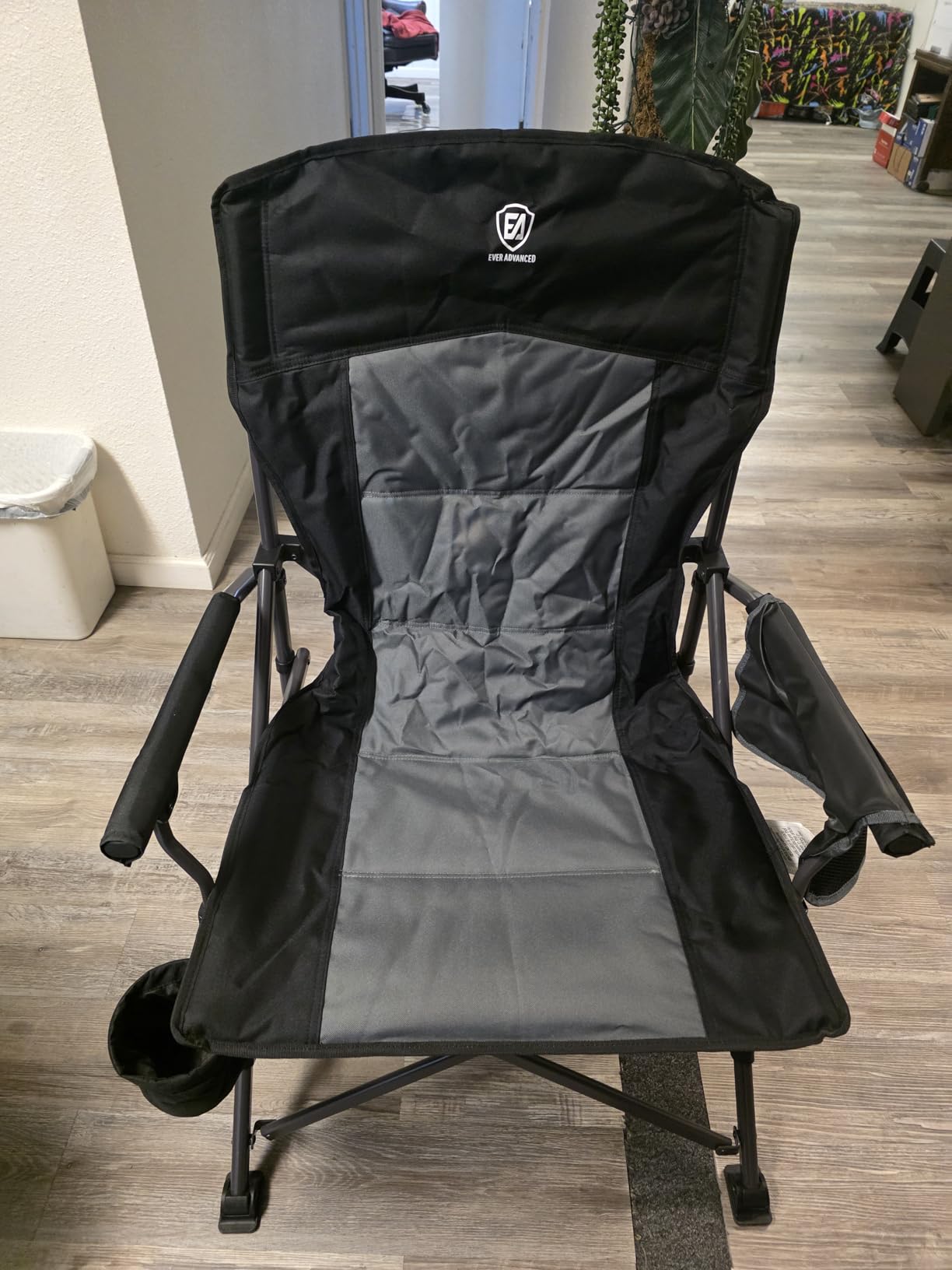 EVER ADVANCED Oversized Folding Camping Chair for Adults, Heavy Duty Lawn Chair with Side Pockets, Portable Collapsible Quad Chair for Outside, Support Up to 500lbs, Grey customer photo 1