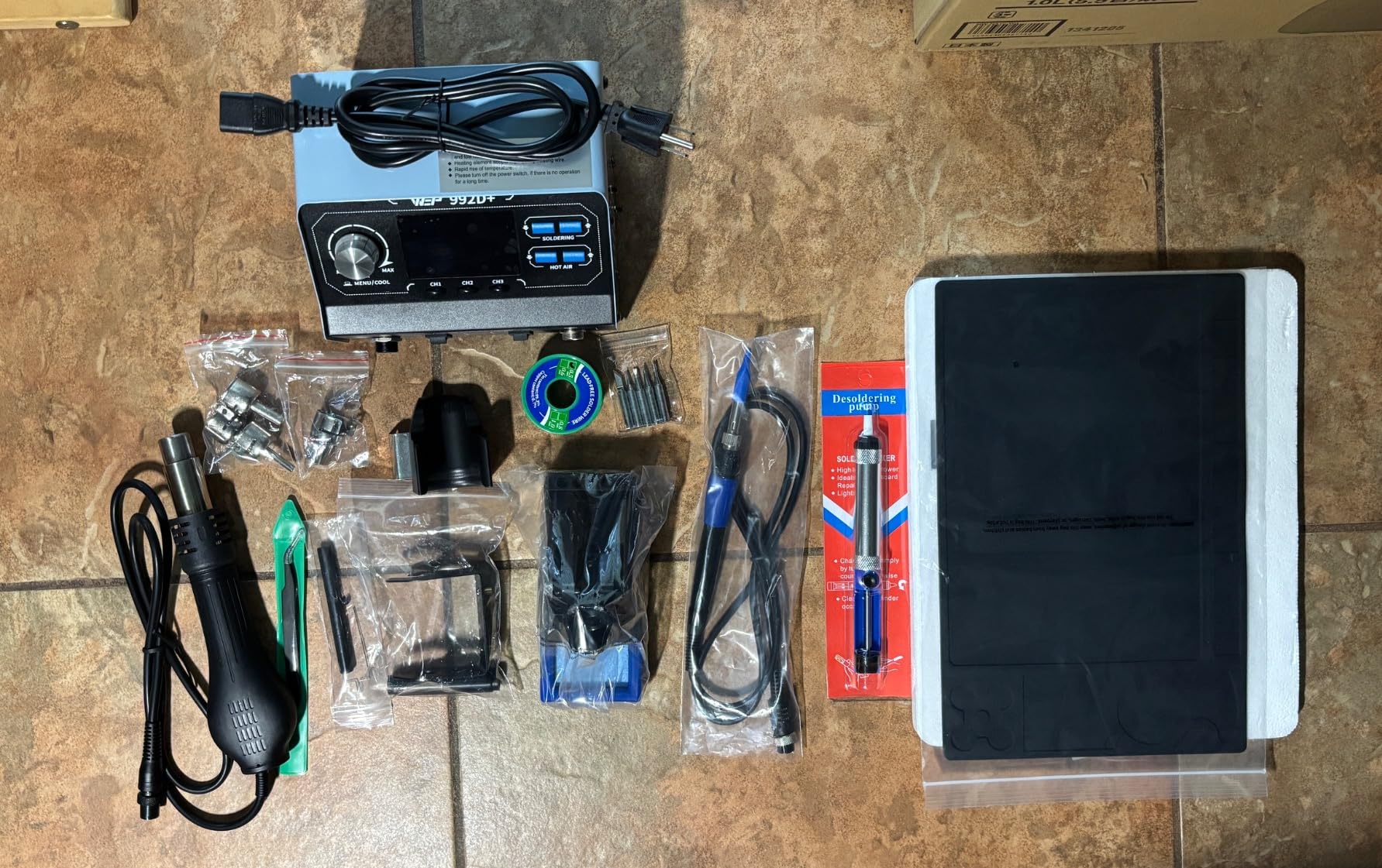 WEP 992D+ 2-in-1 Soldering Iron Kit and Hot Air Rework Station with 3 Preset Channels, LCD Display, Interchangeable Handles, Sleep Mode, 5 Iron Tips, Desoldering Pump customer photo 1
