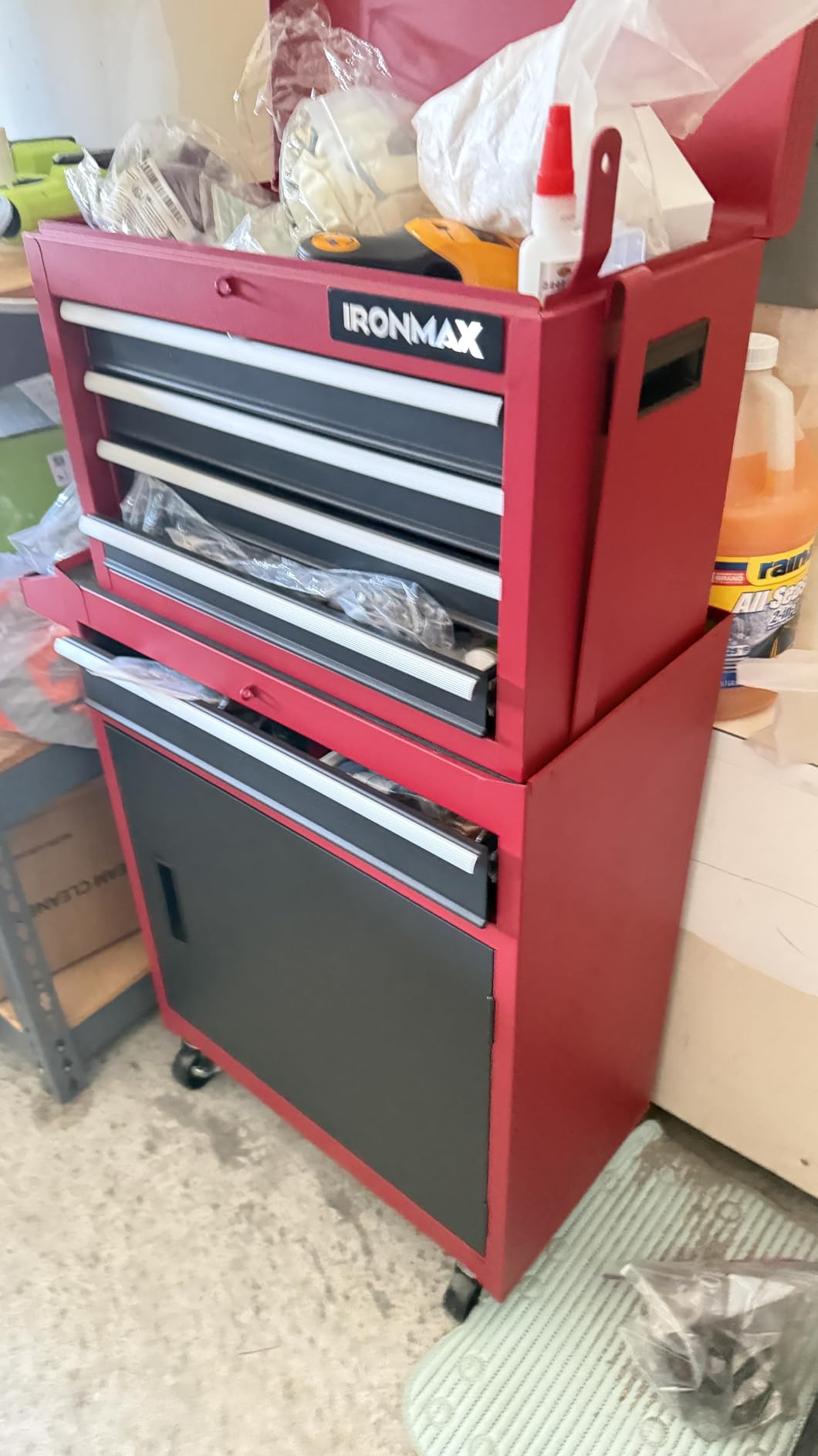 Goplus Tool Chest, 5 Drawers Rolling Tool Cabinet with Detachable Top Toolbox, Universal Lockable Wheels, Lock Bar, Protective Liner & Tool Rack, Metal Tool Storage Cart, Tool Box for Garage Workshop customer photo 2