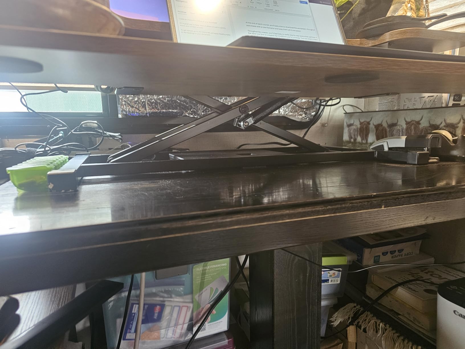 FLEXISPOT 36-inch Standing Desk Converter Height Adjustable Sit to Stand Up Workstation, Dual Monitor and Laptop Riser with Wide Keyboard Tray, Black customer photo 1