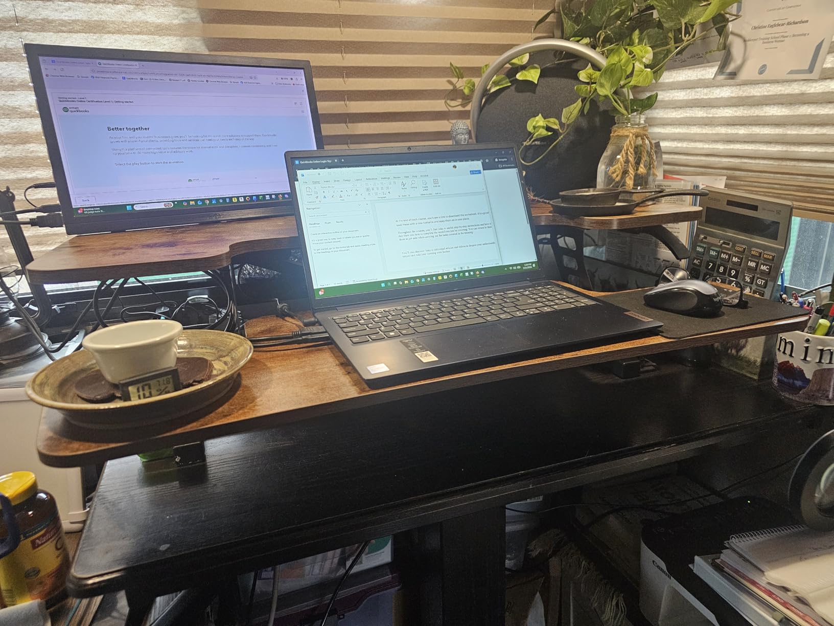 FLEXISPOT 36-inch Standing Desk Converter Height Adjustable Sit to Stand Up Workstation, Dual Monitor and Laptop Riser with Wide Keyboard Tray, Black customer photo 2