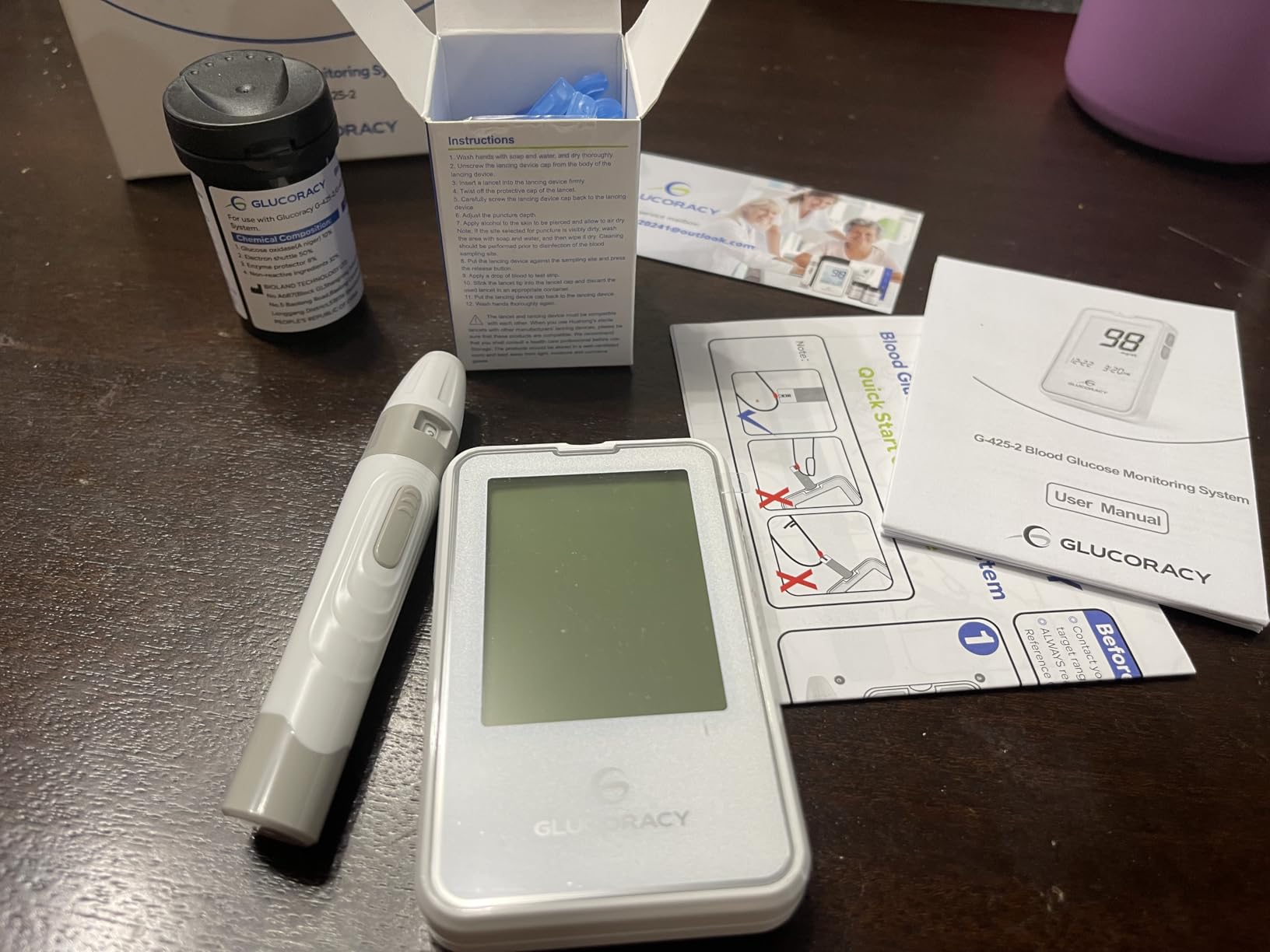 Glucoracy G-425-2 Blood Glucose Monitor Kit, 50 Test Strips and 50 Lancets, Blood Sugar Test Kit with Lancing Device, Diabetes Testing Kit No Coding,Glucose Meter for Home Use customer photo 1