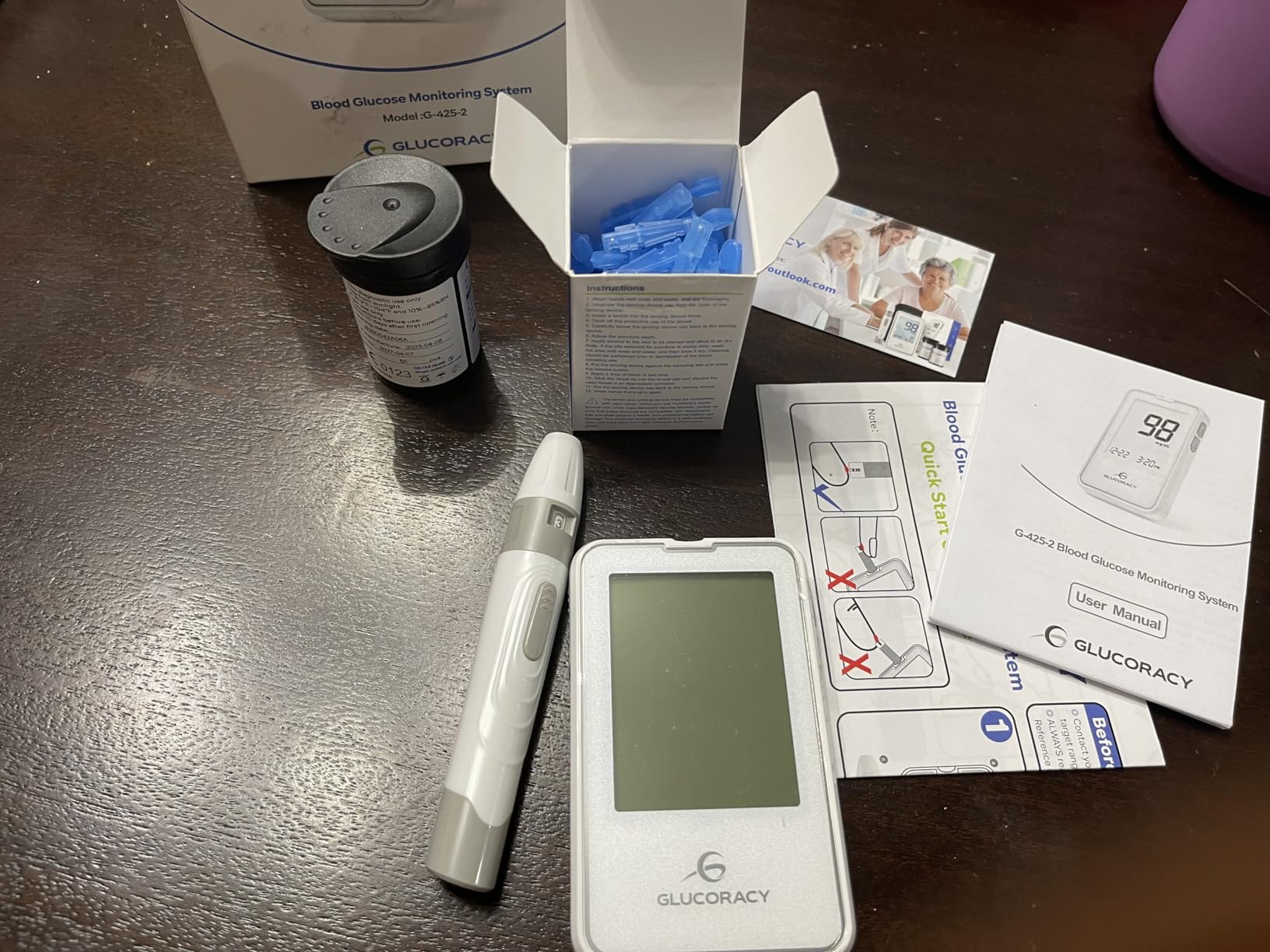Glucoracy G-425-2 Blood Glucose Monitor Kit, 50 Test Strips and 50 Lancets, Blood Sugar Test Kit with Lancing Device, Diabetes Testing Kit No Coding,Glucose Meter for Home Use customer photo 2