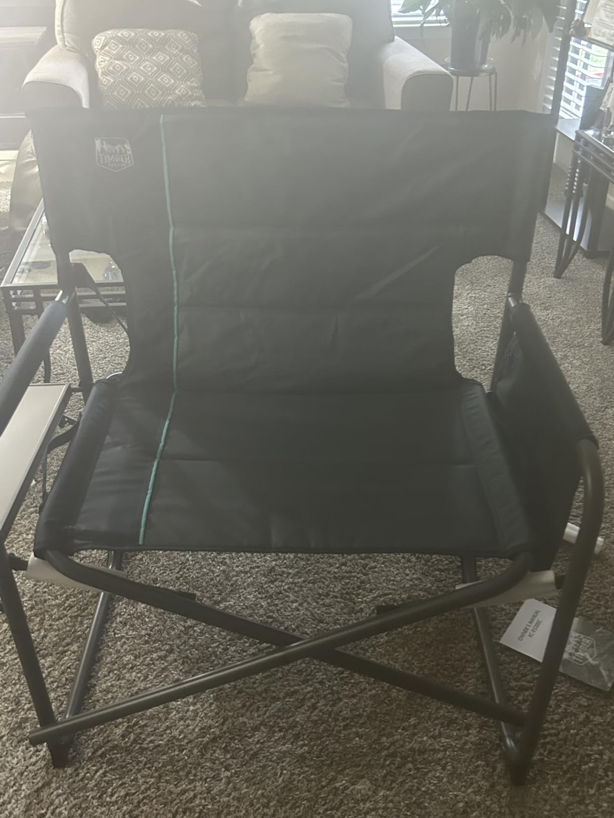 Timber Ridge XXL Director's Chair - Heavy Duty Folding Camping Chair for Adults, 500 lb Capacity, Extra Wide Padded Seat for Camping, Sports, Lawn, Courtyard, and Outdoor Use, Blue customer photo 1