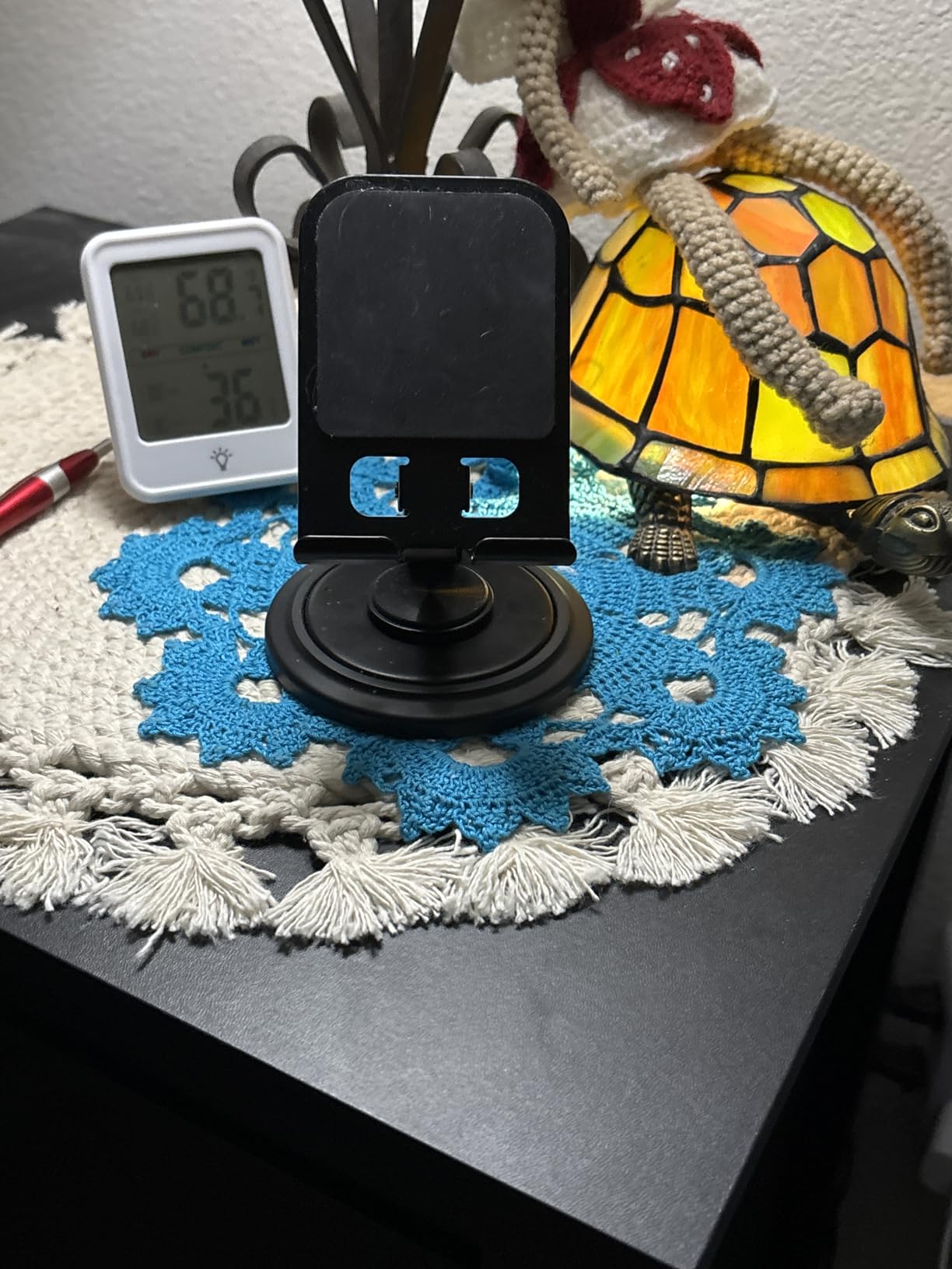 Lamicall Cell Phone Stand for Desk - [360° Rotation] Sturdy Adjustable Desktop Phone Holder, Foldable Mobile Stand, Office Desk Accessories Gifts for iPhone 17 16 15 14 Pro Max, Galaxy S26, Cellphone customer photo 1
