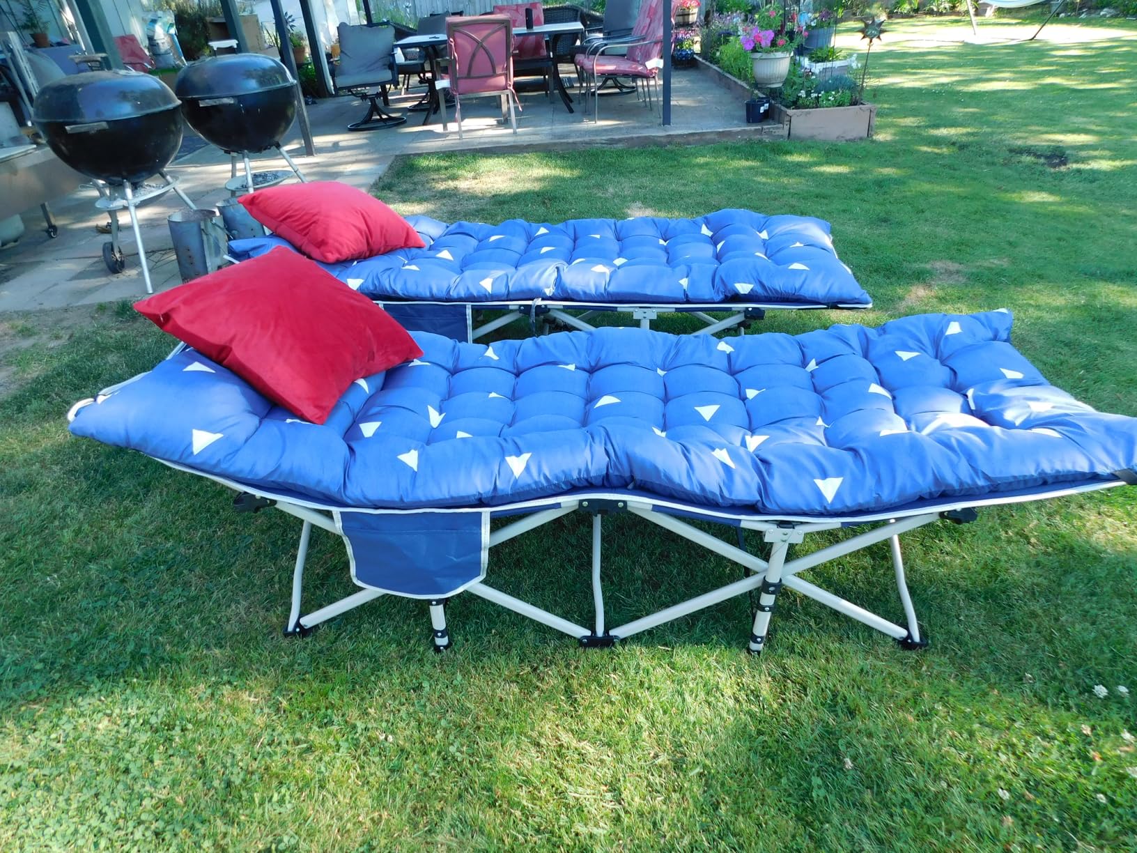 2 Pack Camping Cot with Mattress Comfortable Cots for Sleeping Sleeping Cot Folding Cot Double Layer Oxford Heavy Duty Camping Bed with Carry Bag for Home Office Nap Outdoor Travel customer photo 1