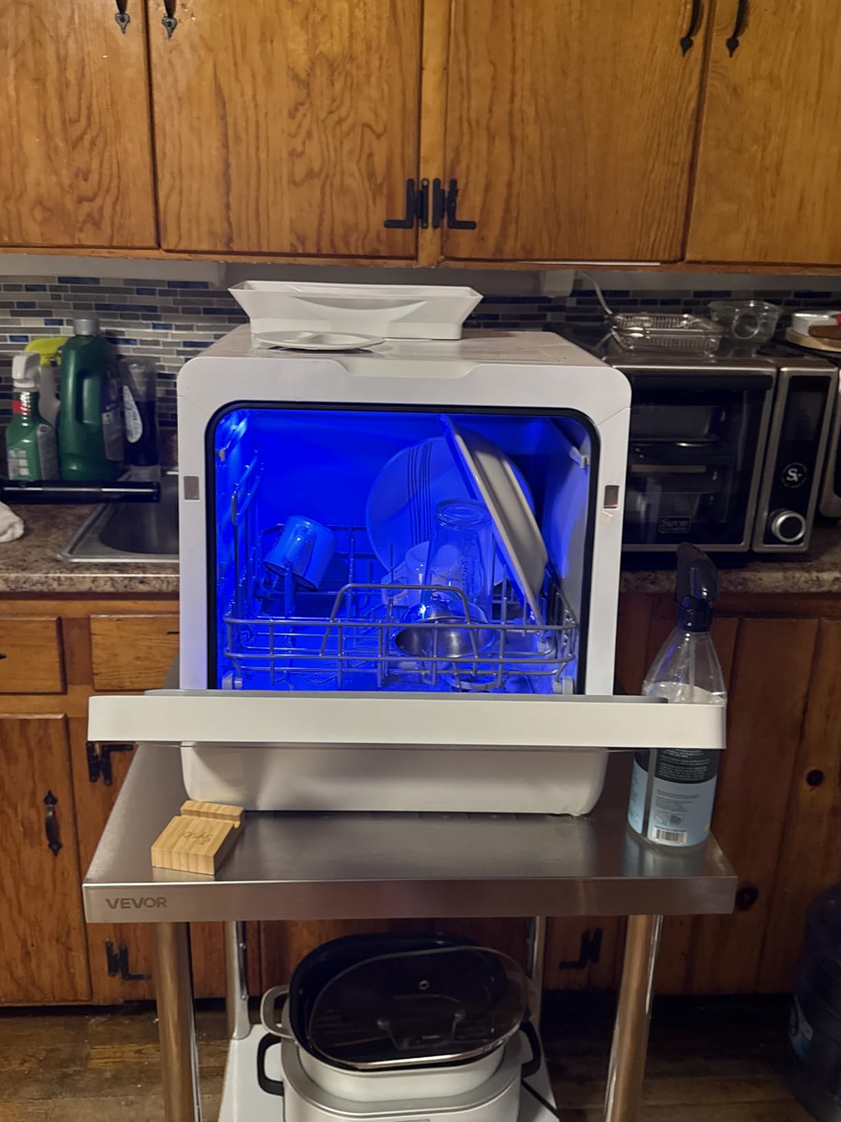 Hermitlux Countertop Dishwasher, 7 Washing Programs Portable Mini Dishwasher with 5-Liter Built-in Water Tank for Apartments & RVs, LED Light, Glass Door, No Hookup Needed customer photo 1