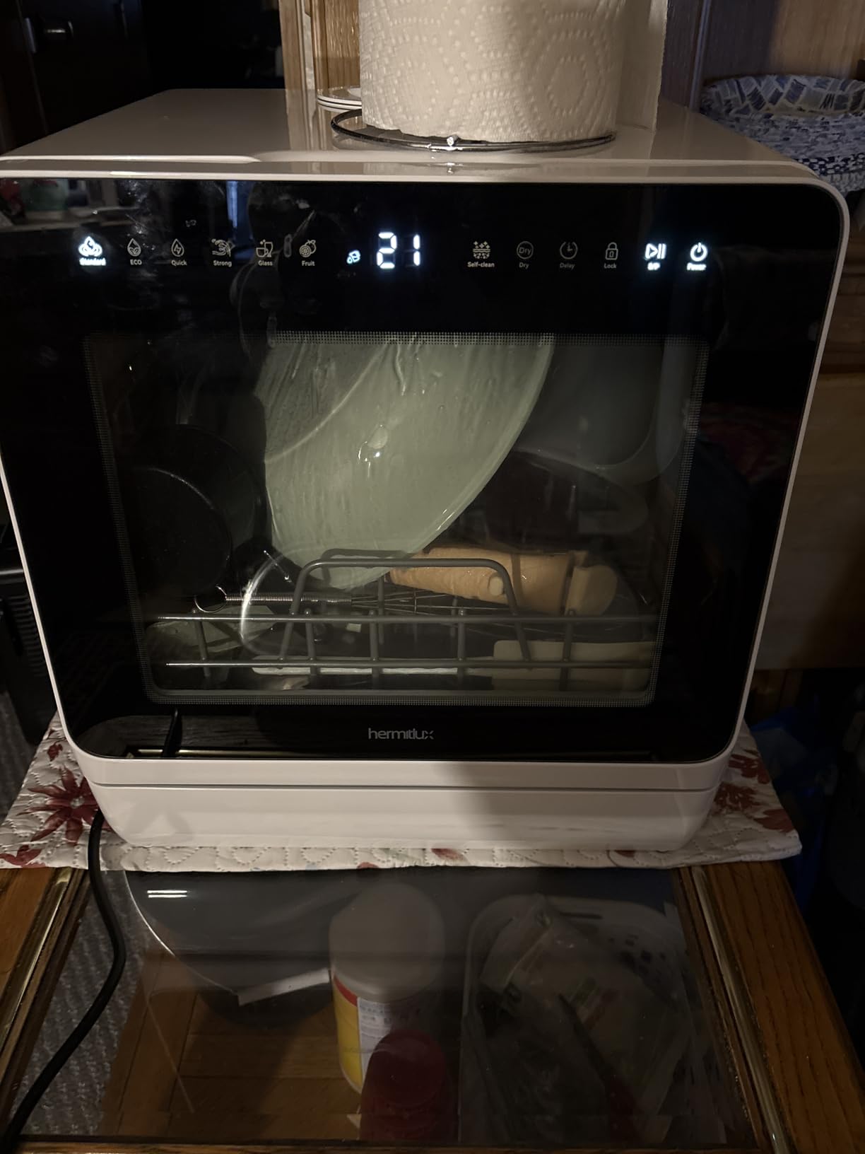 Hermitlux Countertop Dishwasher, 7 Washing Programs Portable Mini Dishwasher with 5-Liter Built-in Water Tank for Apartments & RVs, LED Light, Glass Door, No Hookup Needed customer photo 2