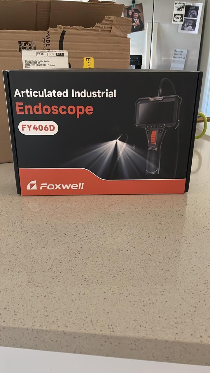 FOXWELL Y400 Two-Way Articulating Borescope with Light, 0.24in Ultra-Slim Probe, 220° Articulation, IPS HD Screen, Industrial Endoscope Inspection Camera for Automotive Engine, HVAC & Plumbing - 5.3FT customer photo 2