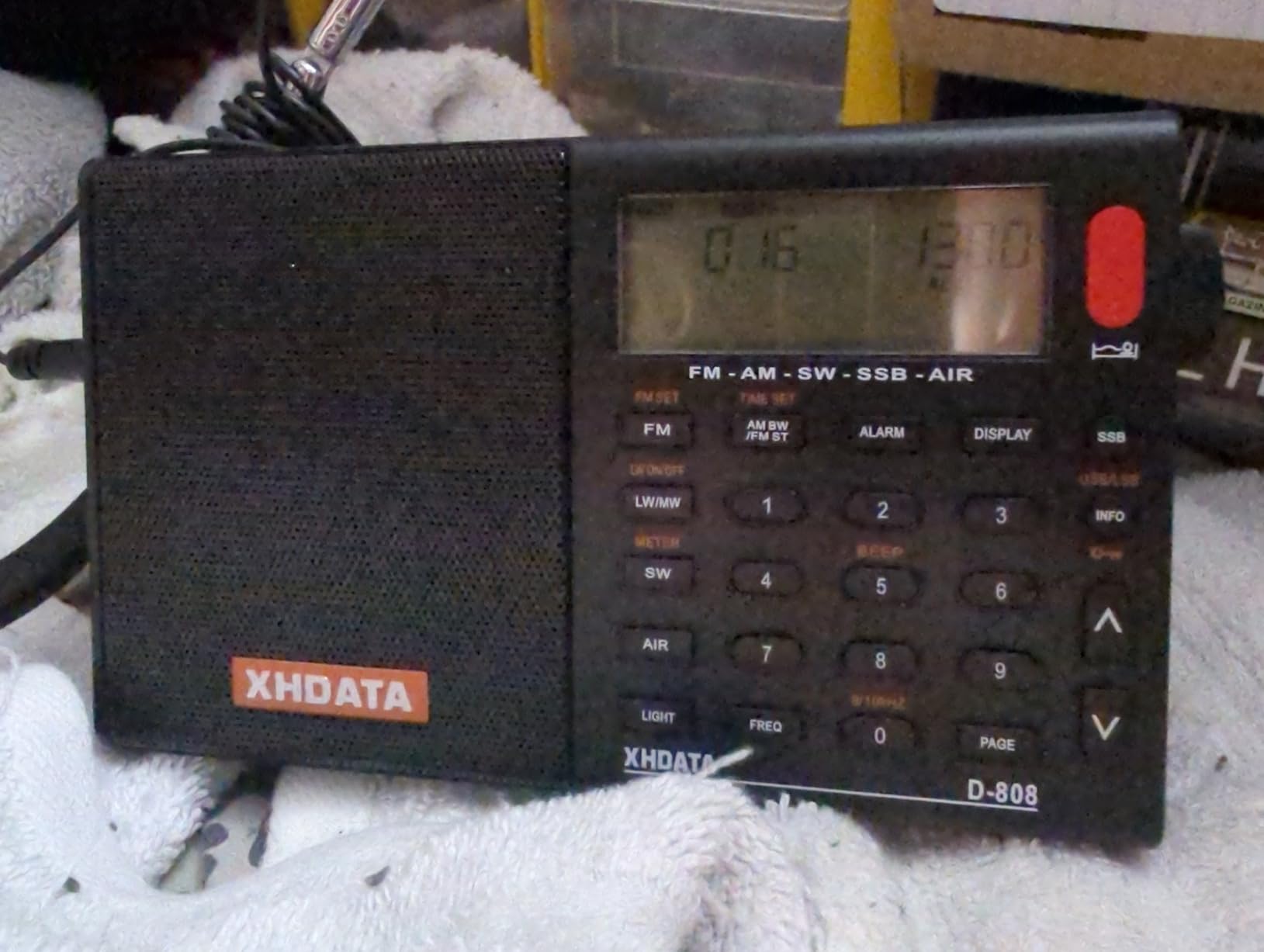 XHDATA D808 Portable AM FM SW LW Air Band Radio SSB RDS Multi Band Radio Speaker with LCD Display Alarm Clock External Antenna (Grey) customer photo 1