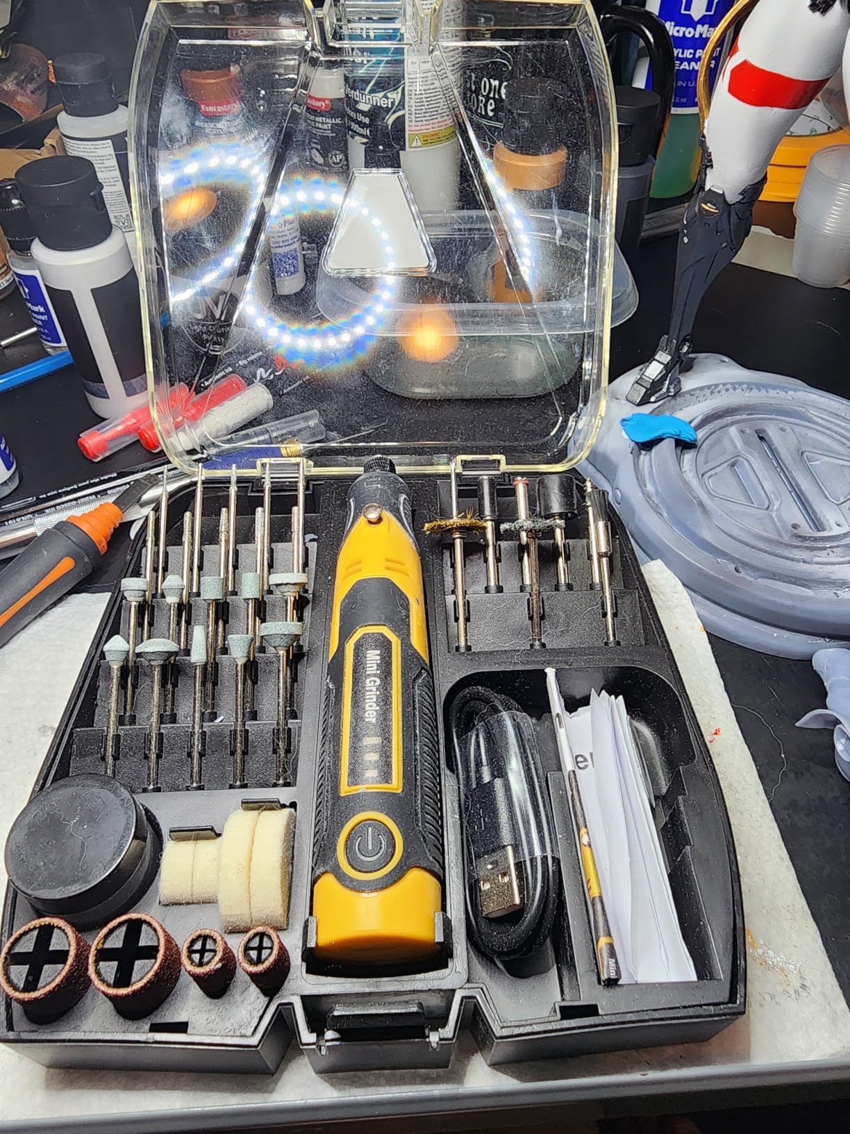 Resin Drill 3D Printed Resin Cured Sanding and Polishing Tool Kit, Mini Tepy-C Cordless Electric Rotary Sander with 58 Attachments for Drilling, Sanding and Polishing 3D Printed Resin Models customer photo 1
