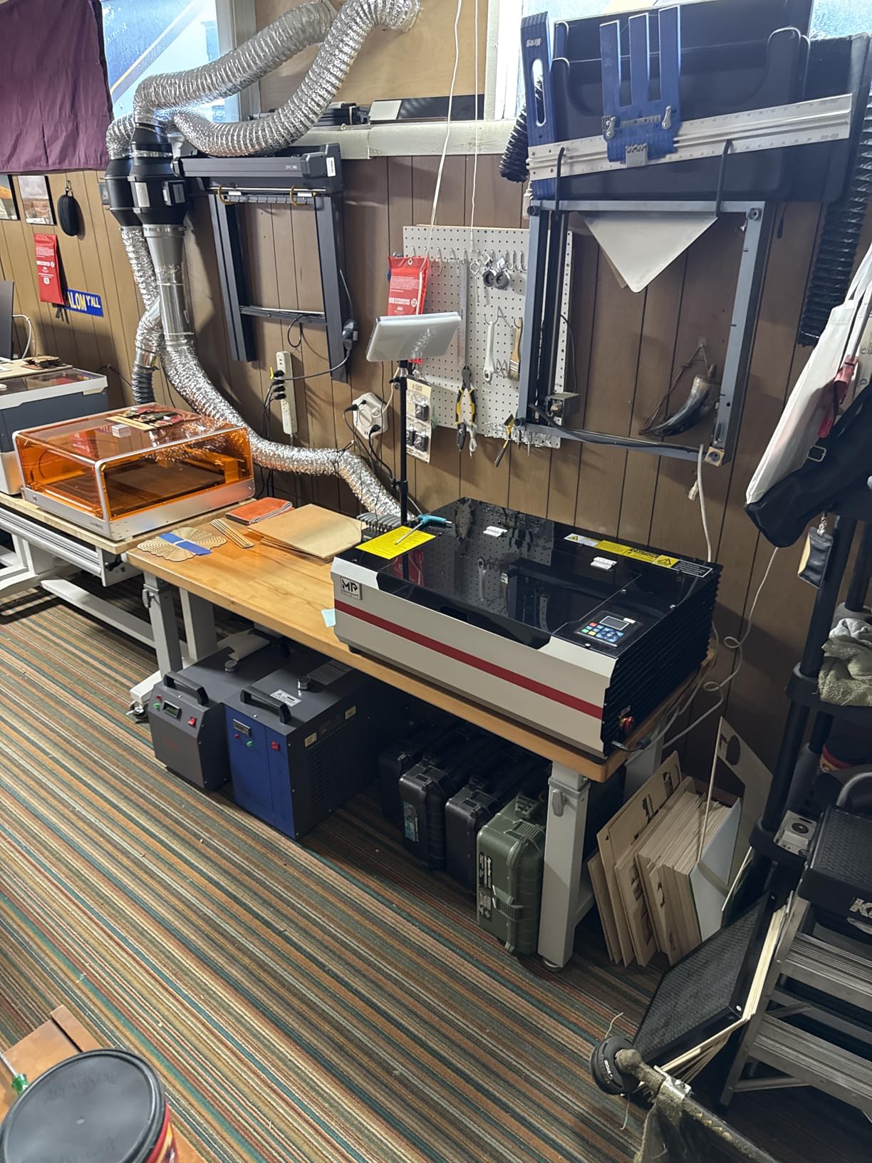 Monport Reno Pro 45W Desktop CO2 Laser Engraver＆Cutter,16x12 Workbed Laser Engraving Machine with New Semi-Autofocus, Control Panel, 2 Working Platforms, Z-axis Adjustable for Wood Acrylic Glass More customer photo 2