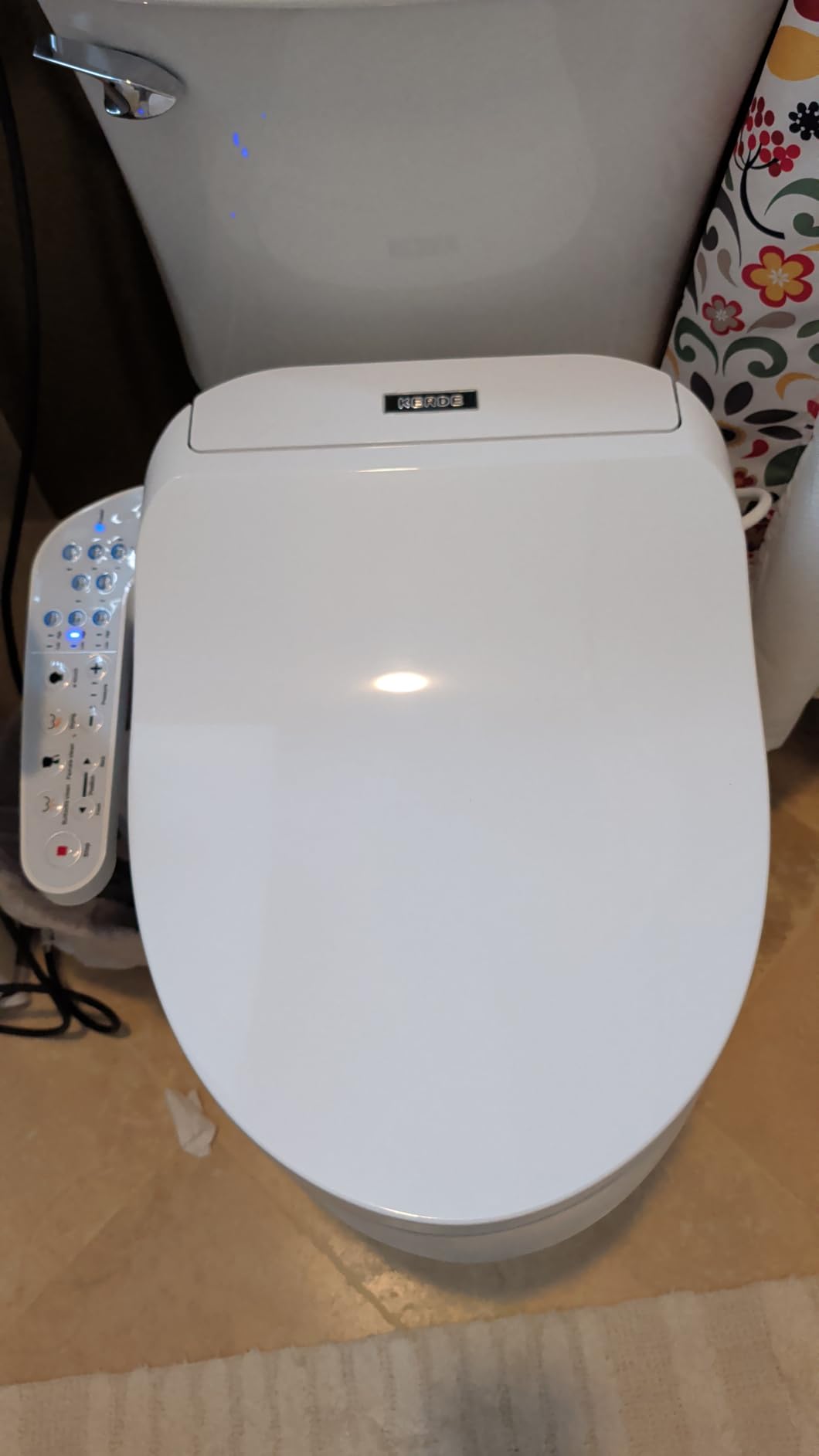 KERDE P30B Bidet Toilet Seat - Dual Control (Side Panel & Remote), Warm Water Wash, Heated Seat, Warm Air Dryer, LED Night Light, Existing Toilets Electric Bidet Elongated Electronic Heated Smart customer photo 1