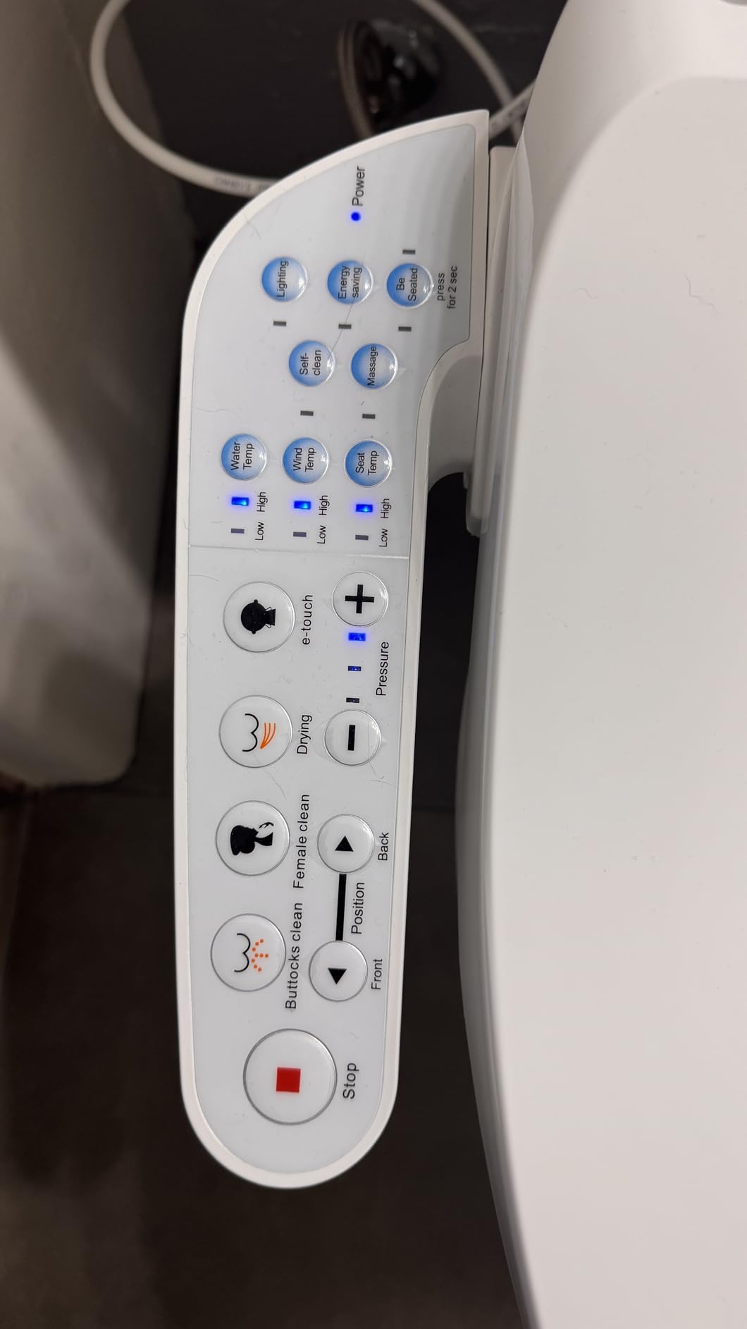 KERDE P30B Bidet Toilet Seat - Dual Control (Side Panel & Remote), Warm Water Wash, Heated Seat, Warm Air Dryer, LED Night Light, Existing Toilets Electric Bidet Elongated Electronic Heated Smart customer photo 2