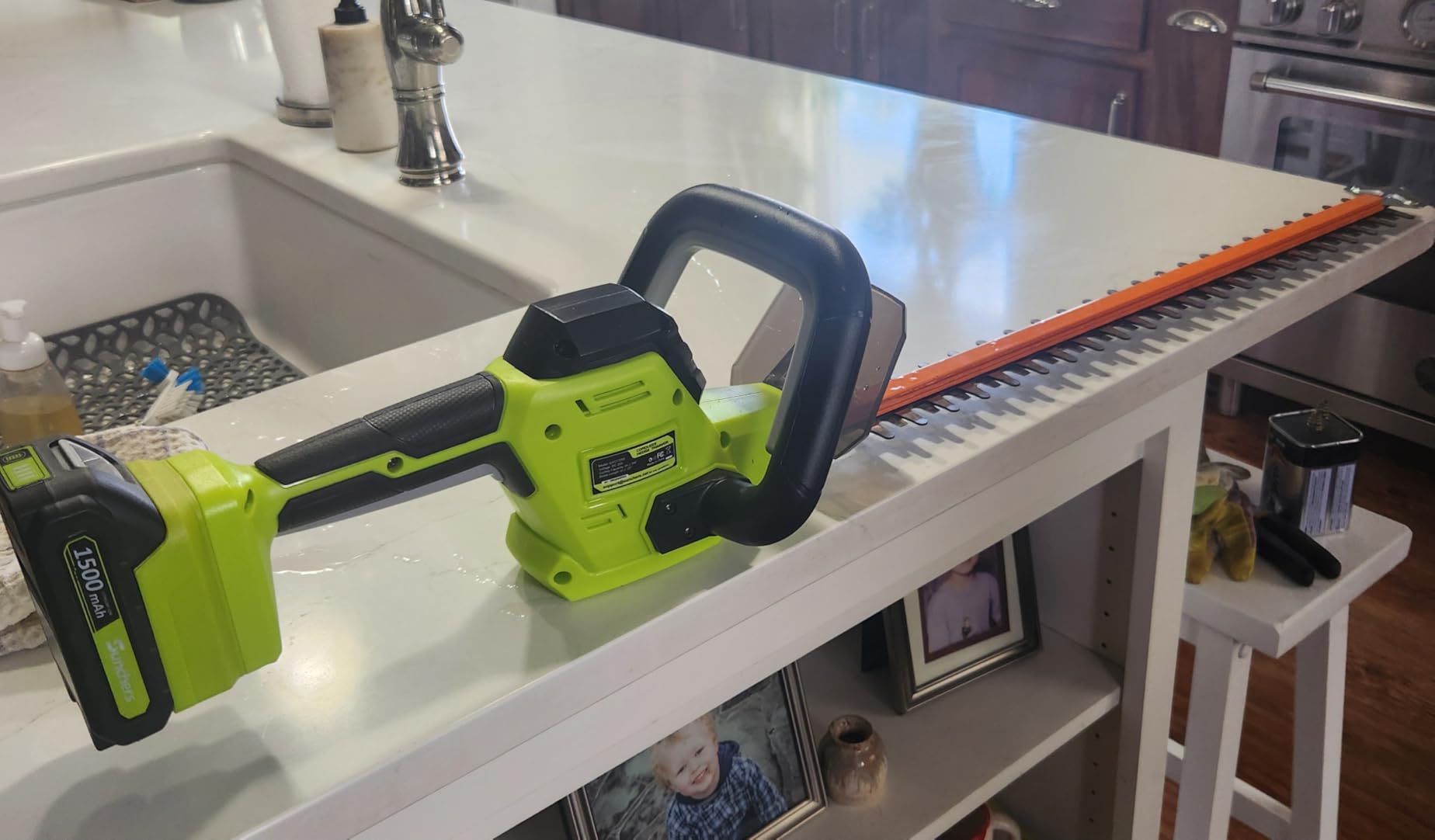 20V Max Hedge Trimmer Cordless, 22 Inch Tree Trimmer with 2 Batteries and Charger, Handheld Electric Trimmers, Grass Shrub Pruning Cutter, Lightweight & Compact Hedge Shear for Garden, Lawn customer photo 1