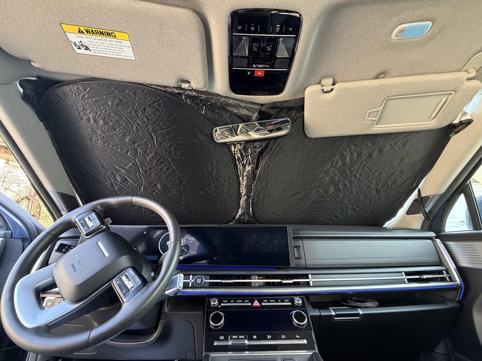 SINGARO 300T Universal Car Windshield Sun Shade, Foldable Reflective for Windshield & Window Shades with Overlapping Design, Car Interior Accessories (55