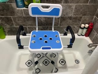 Swive Shower Chair with Arms and Back Heavy Duty 500 lbs for Seniors Elderly Disabled or Bariatric Adults Bench Seat for Inside Shower Stall and Bathroom Bath Tub Seats Adjustable Stool customer photo 2