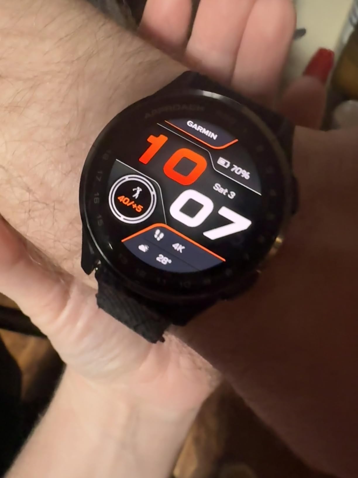 Garmin Approach S44, Essential Golf GPS Smartwatch, AMOLED Display, On-Course Features, Silver Aluminum Bezel with Twilight Silicone Band customer photo 1