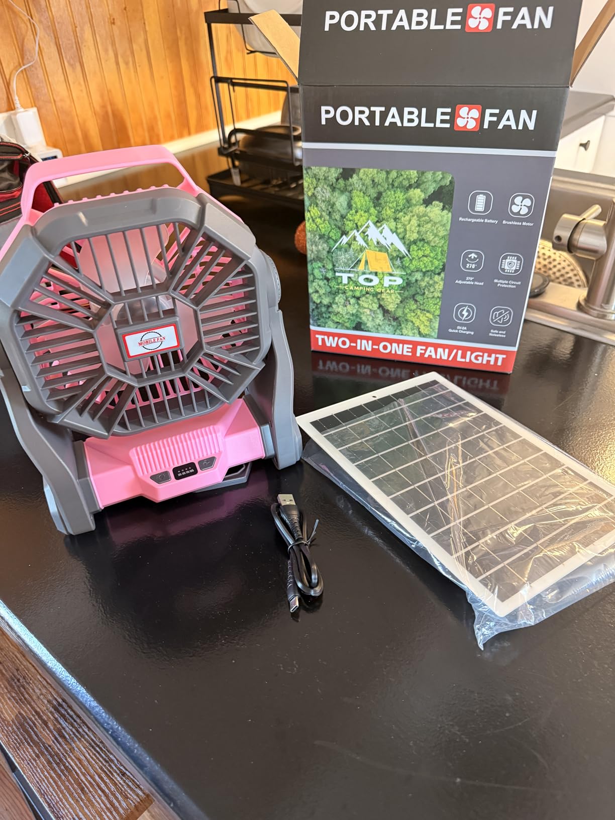 30000mAh Solar Fan with LED Lantern, 10W Solar Panel Rechargeable Battery Powered Camping Fan for Outside, 9 Inch Portable Battery Operated Hurricane Supplies for Picnic, Barbecue, Fishing, Travel customer photo 2