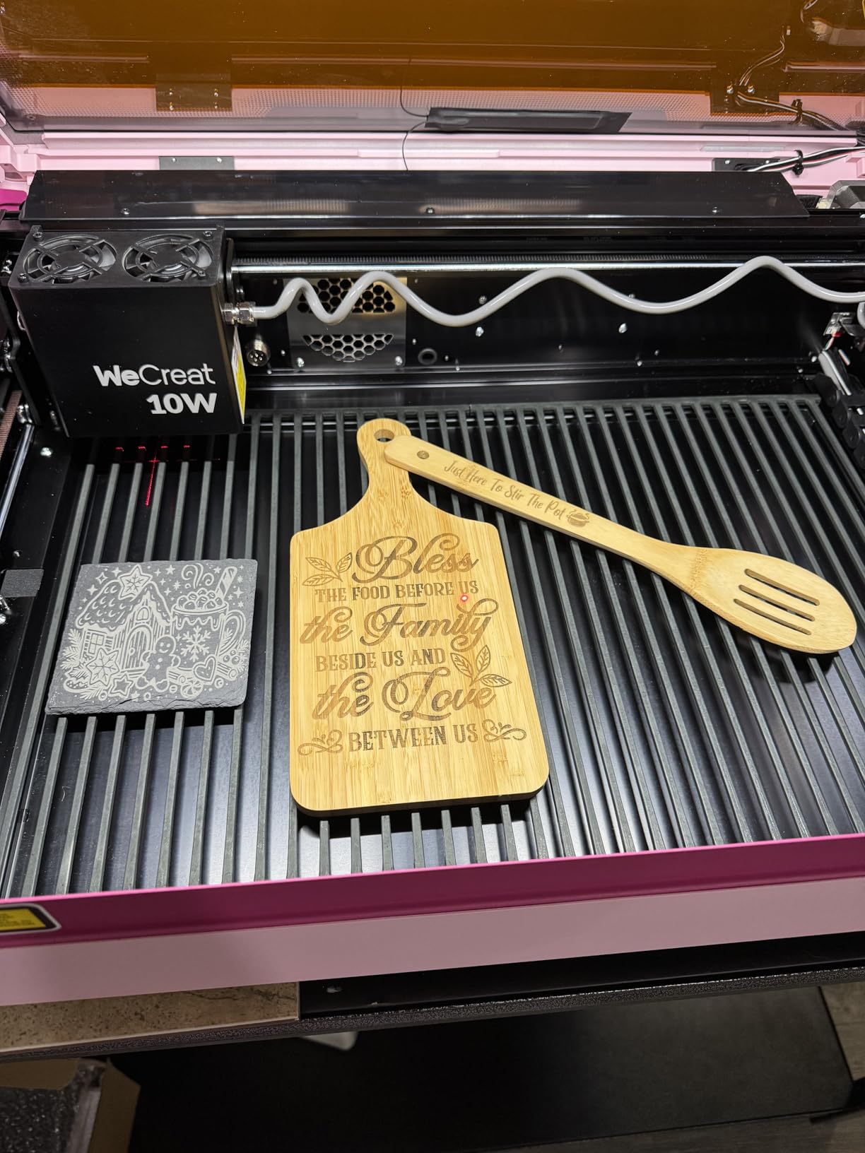 WECREAT Vista 10W Laser Engraving Machine with 9-in 1 Rotary, Smart HD Camera, Compact Diode Desktop Laser Engraver for Beginners DIY Hobbyist Wood Leather Glass Metal Jewelry Gifts Making customer photo 2