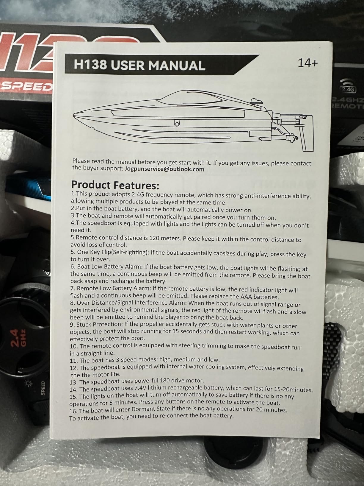 30KMH RC Remote Control Boat with 7 LED Light Modes Waterproof Electric Fast Speed Boat for Adults Kids 8-12 customer photo 1