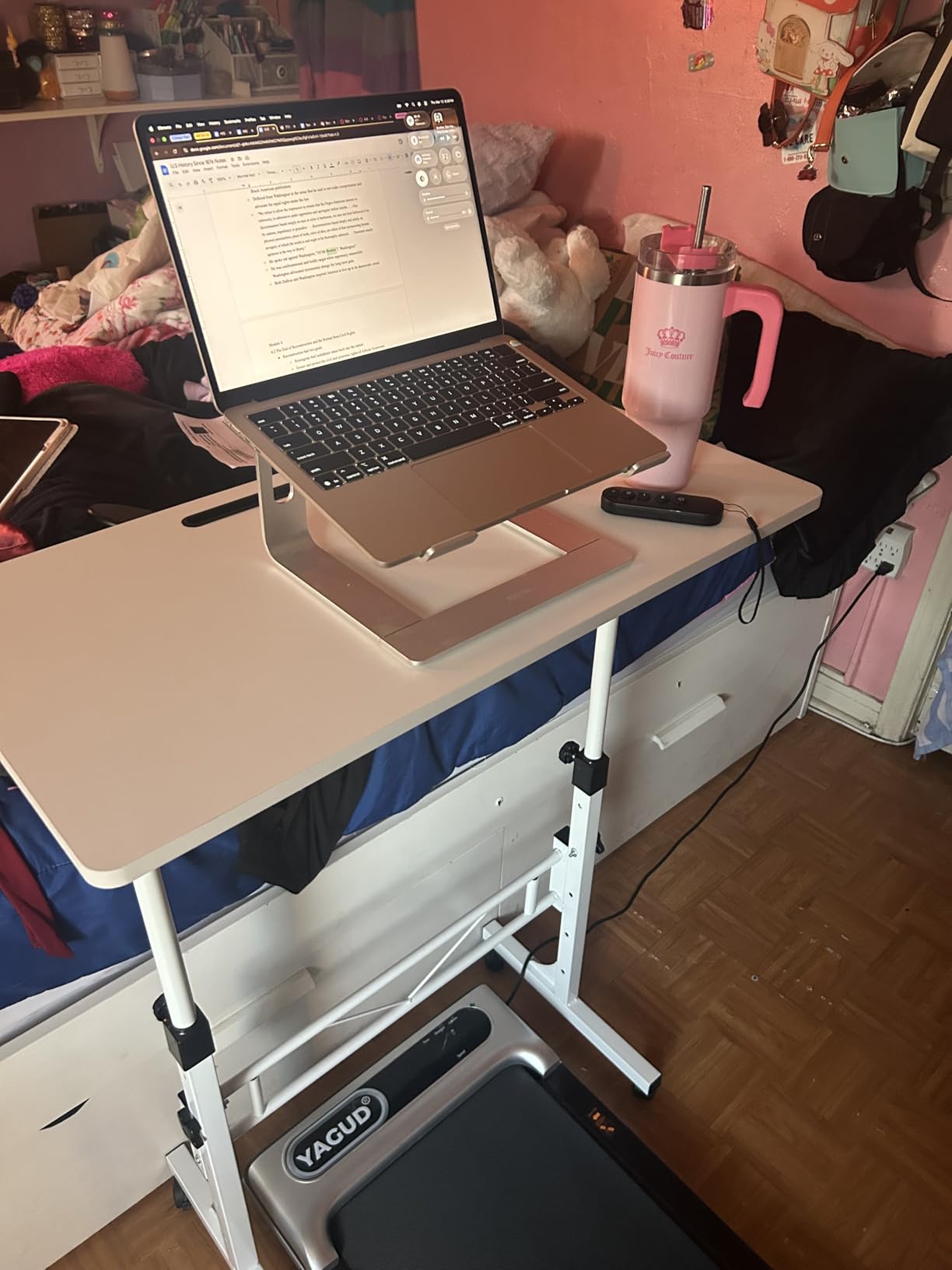 Small Standing Desk Adjustable Height, Mobile Stand Up Desk with Wheels, 32 Inch Portable Rolling Desks Conference Room Tables for Walking Pad Treadmill Wood Rustic customer photo 1