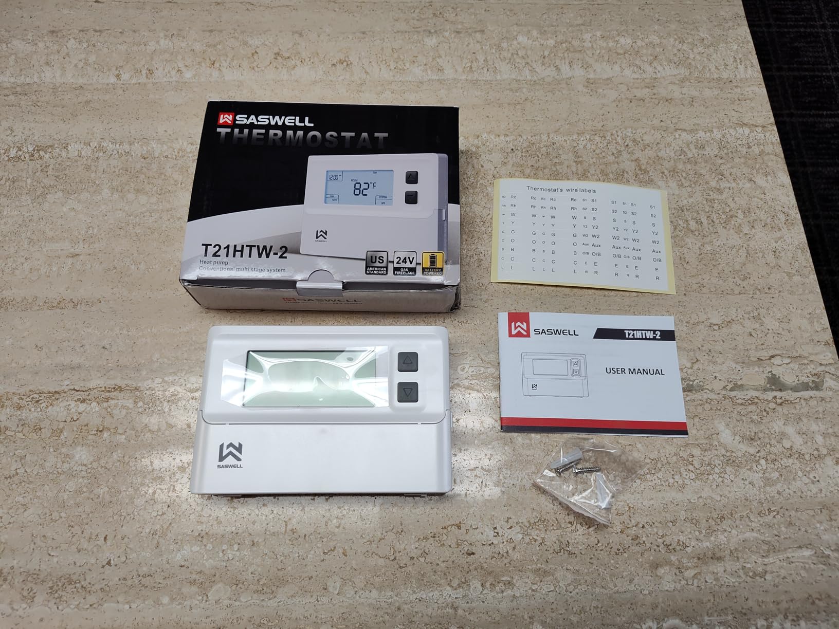 T21 Programmable Thermostat for Home, Digital Thermostat 1 Heat/1 Cool Compatible with Heat Pump and Single-Stage Systems, Dual Power Options Battery-Powered No C-Wire Required customer photo 1